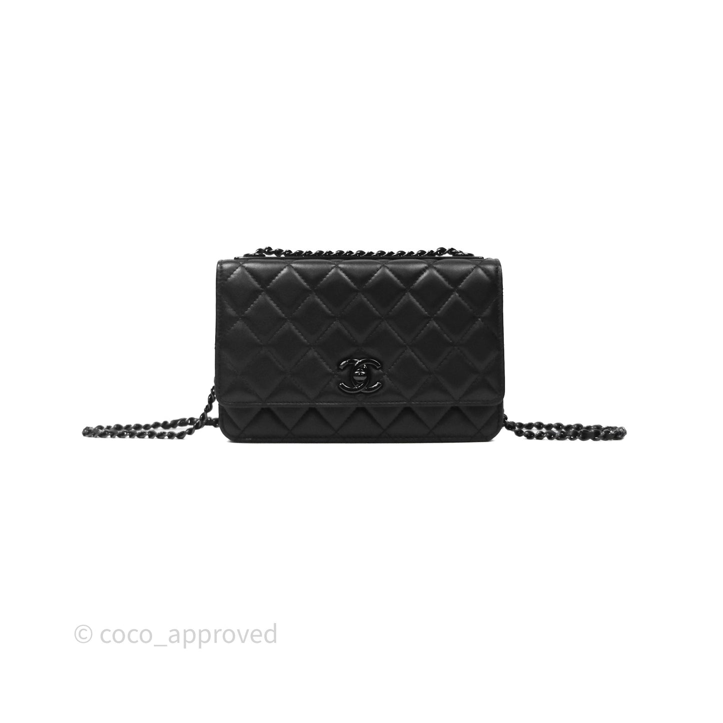 Chanel Quilted Trendy CC WOC Wallet On Chain So Black Lambskin