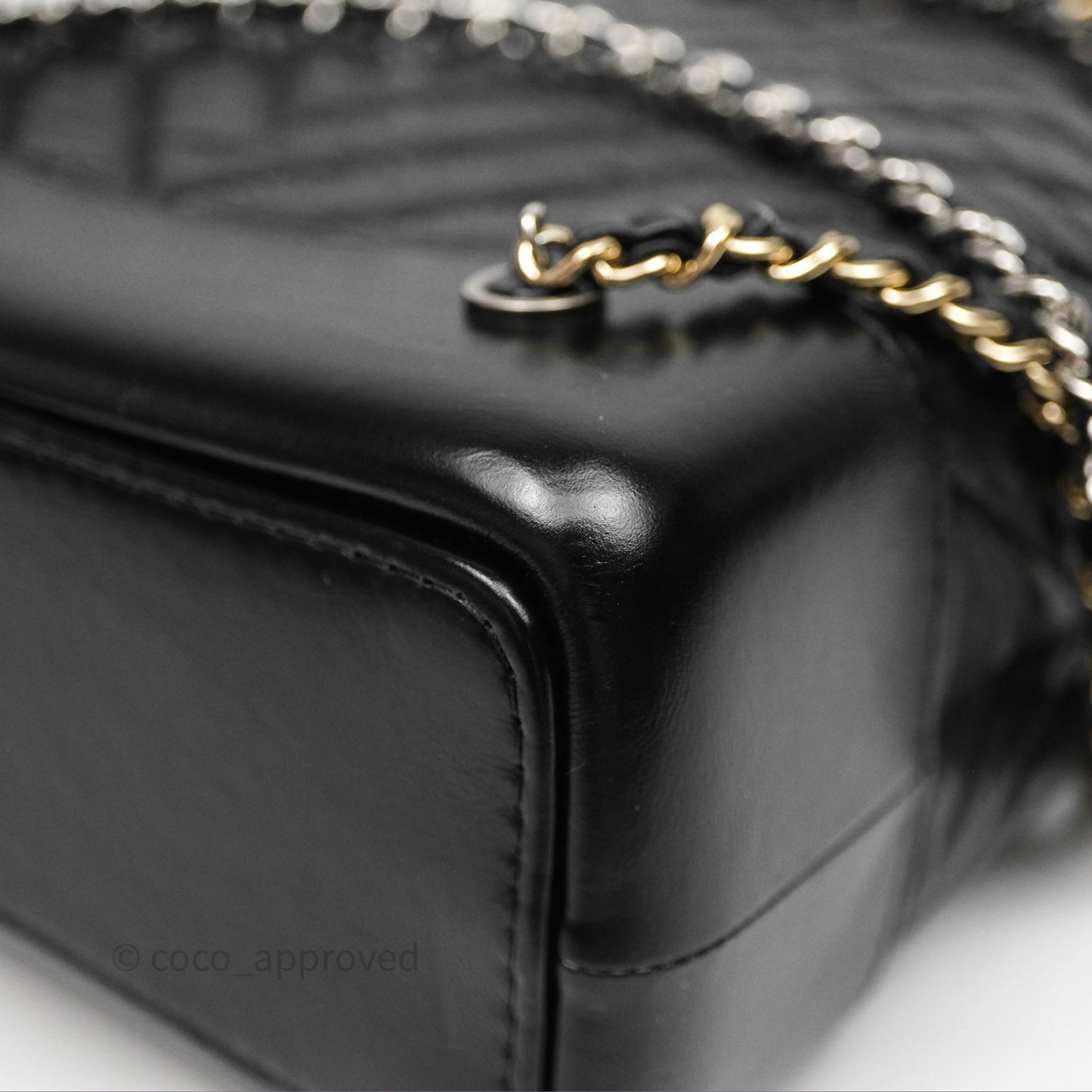 Chanel Small Chevron Gabrielle Backpack Black Aged Calfskin