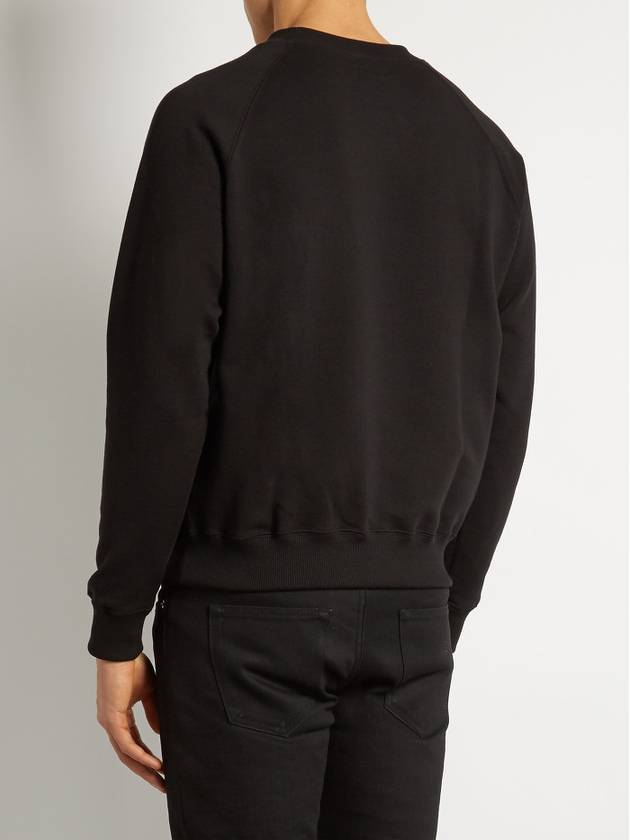 Luxury Saint Laurent Shark Patch Cotton Sweatshirt Black