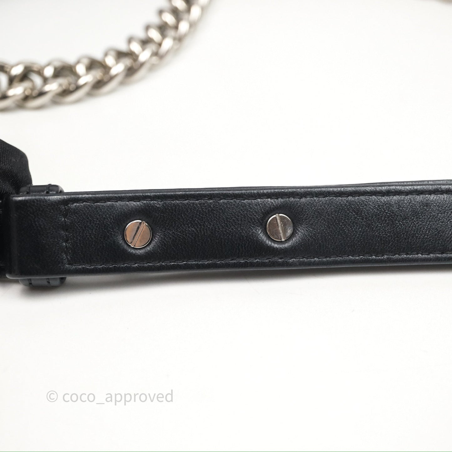Chanel Medium Boy Chevron Iridescent PVC Lambskin Black Silver Hardware
