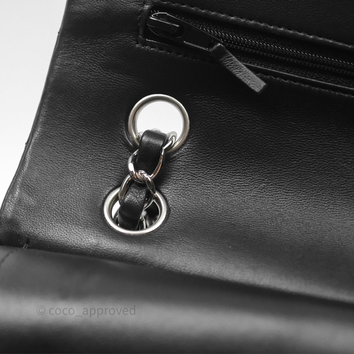 Chanel Classic M/L Medium Flap Quilted Black Lambskin Silver Hardware