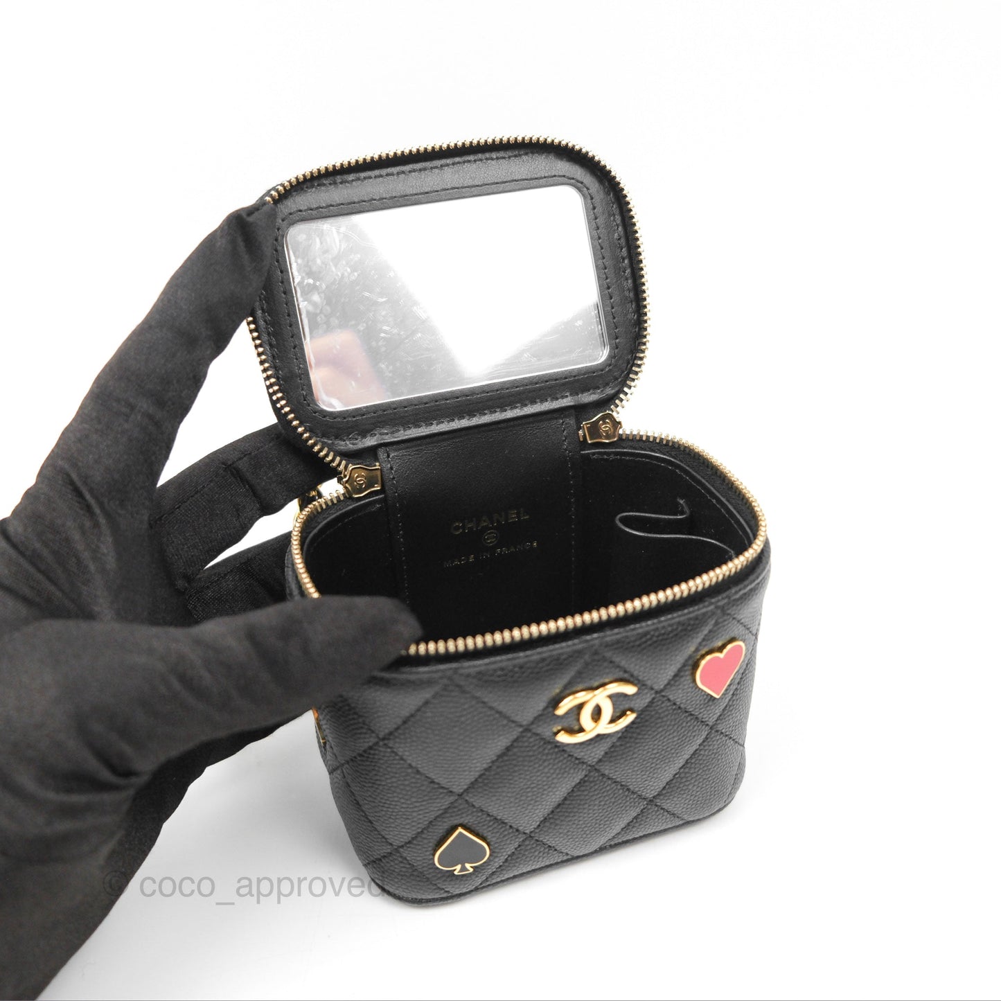 Chanel Mini Poker Vanity With Chain Black Caviar Gold Hardware