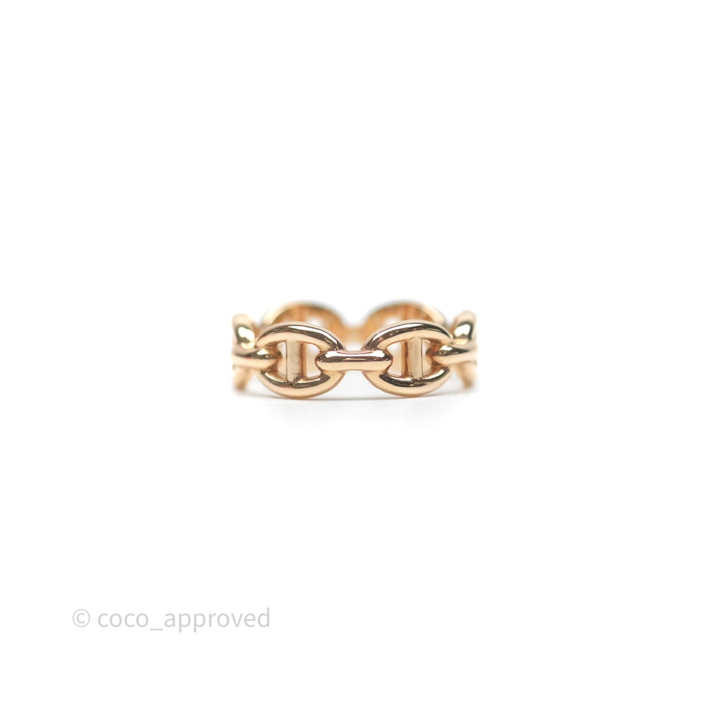 Hermès Chaine d'Ancre Enchainee Band Ring PM Rose Gold Size 50