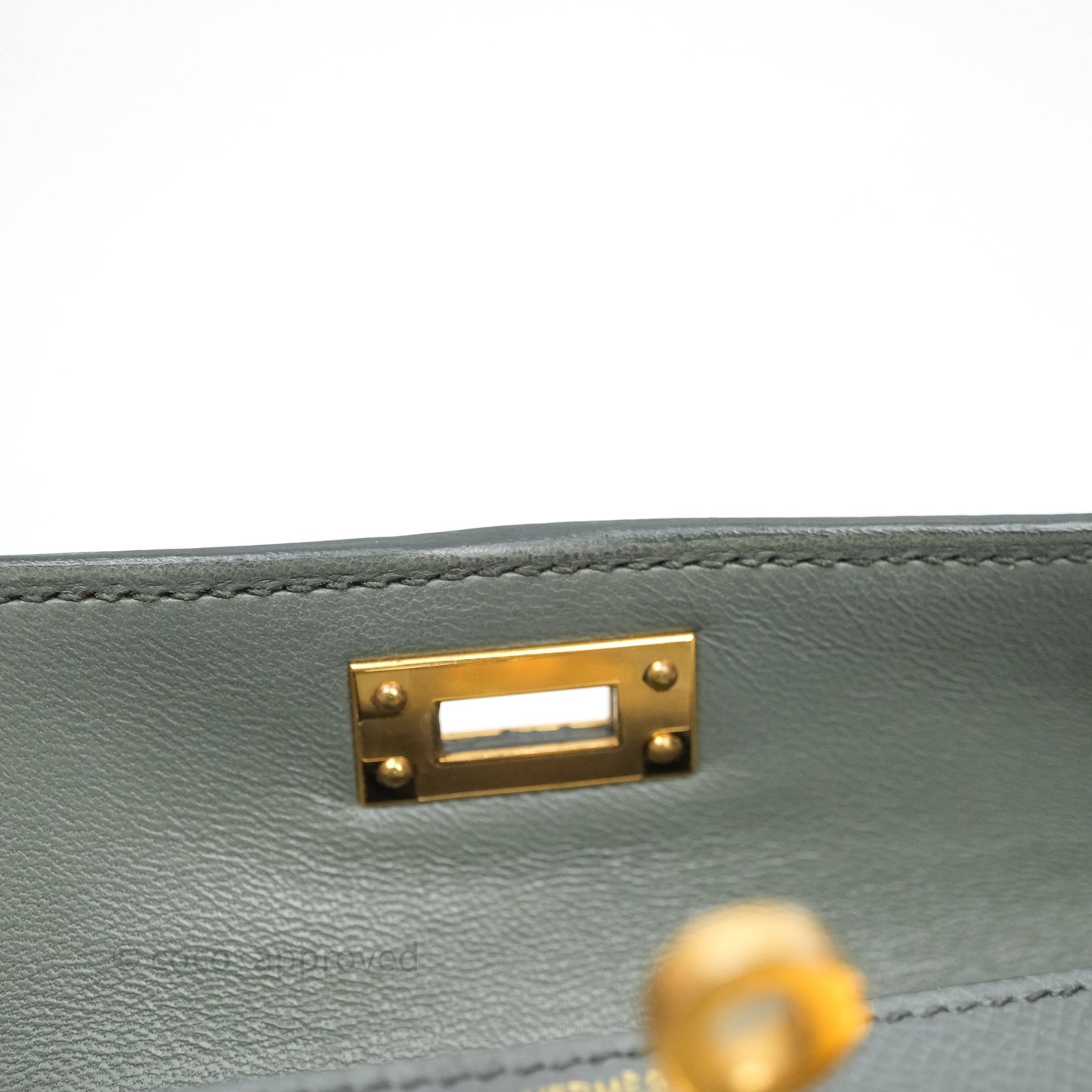 Hermès Mini Kelly Vert Amande 63 Epsom Gold Hardware