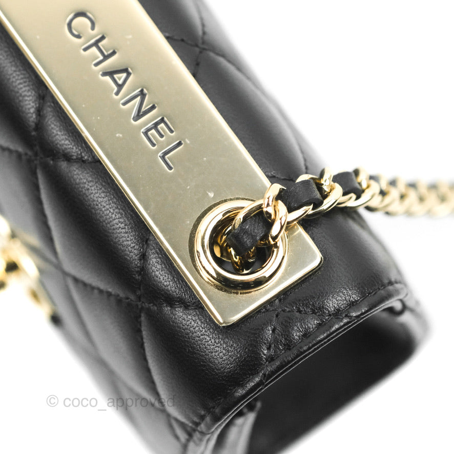 Chanel Mini Quilted Trendy CC Clutch With Chain Black Lambskin Gold Hardware