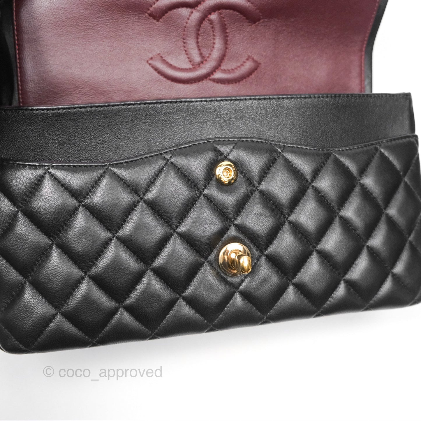 Chanel Classic M/L Medium Flap Quilted Black Lambskin Gold Hardware