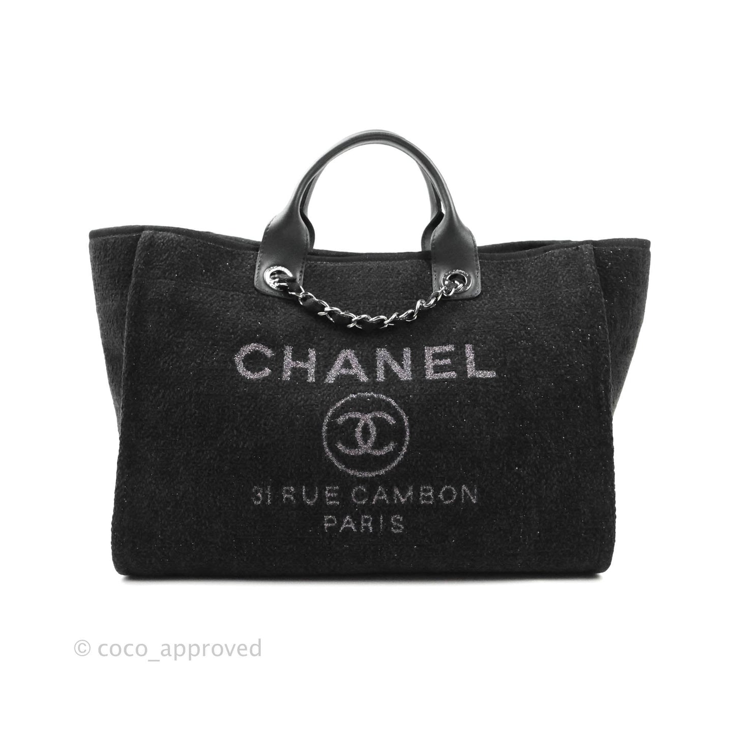 Chanel Large Deauville Black Glitter Lurex