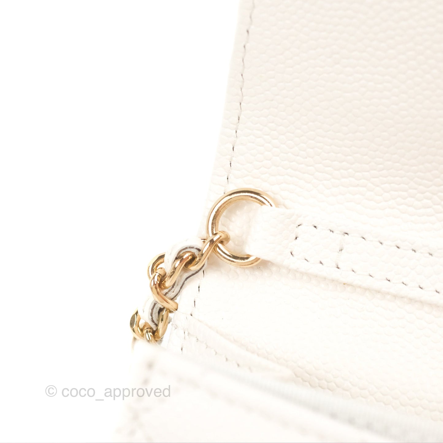 Chanel Mini Wallet With Chain White Caviar Gold Hardware