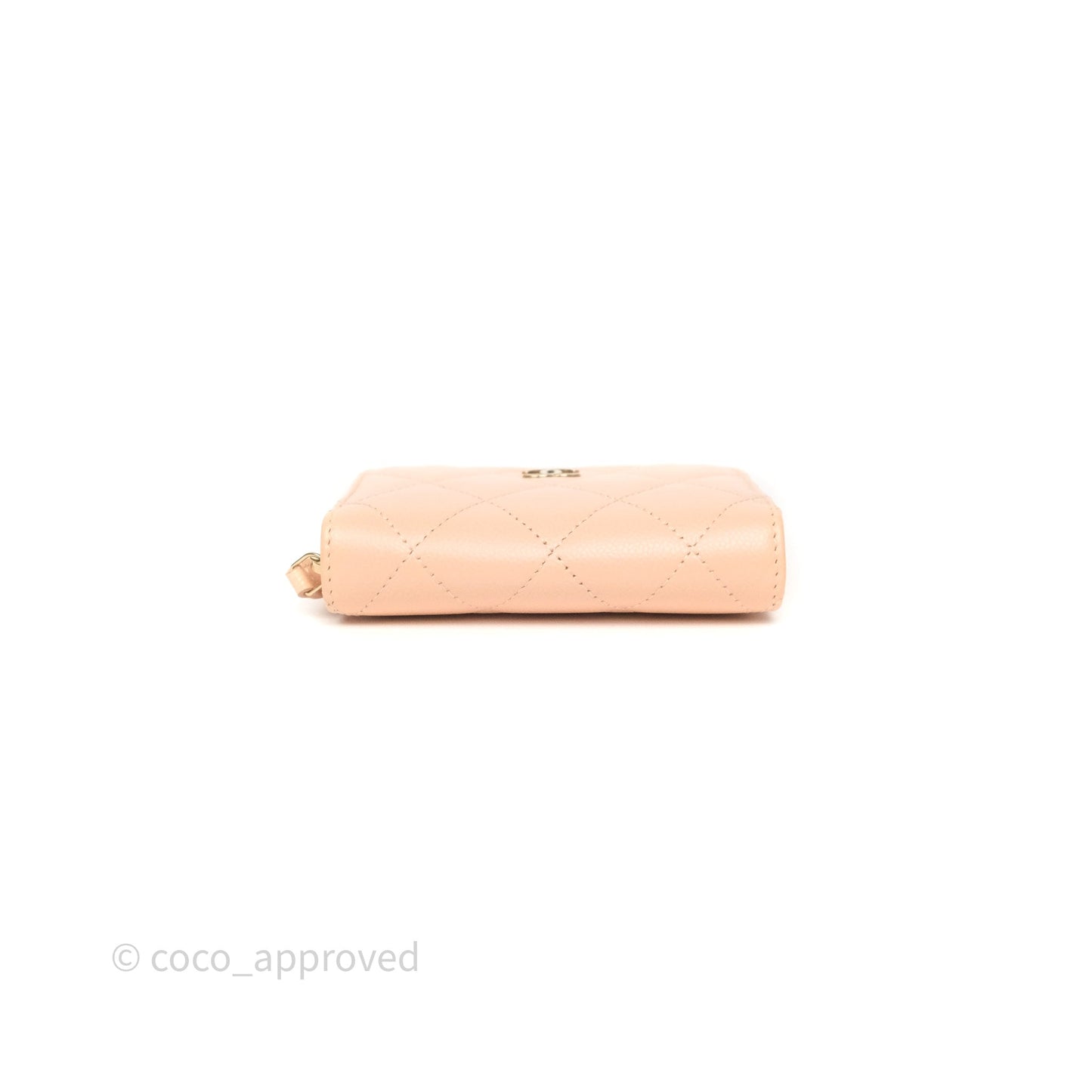 Chanel Classic Zipped Coin Purse Salmon Pink Caviar Gold Hardware