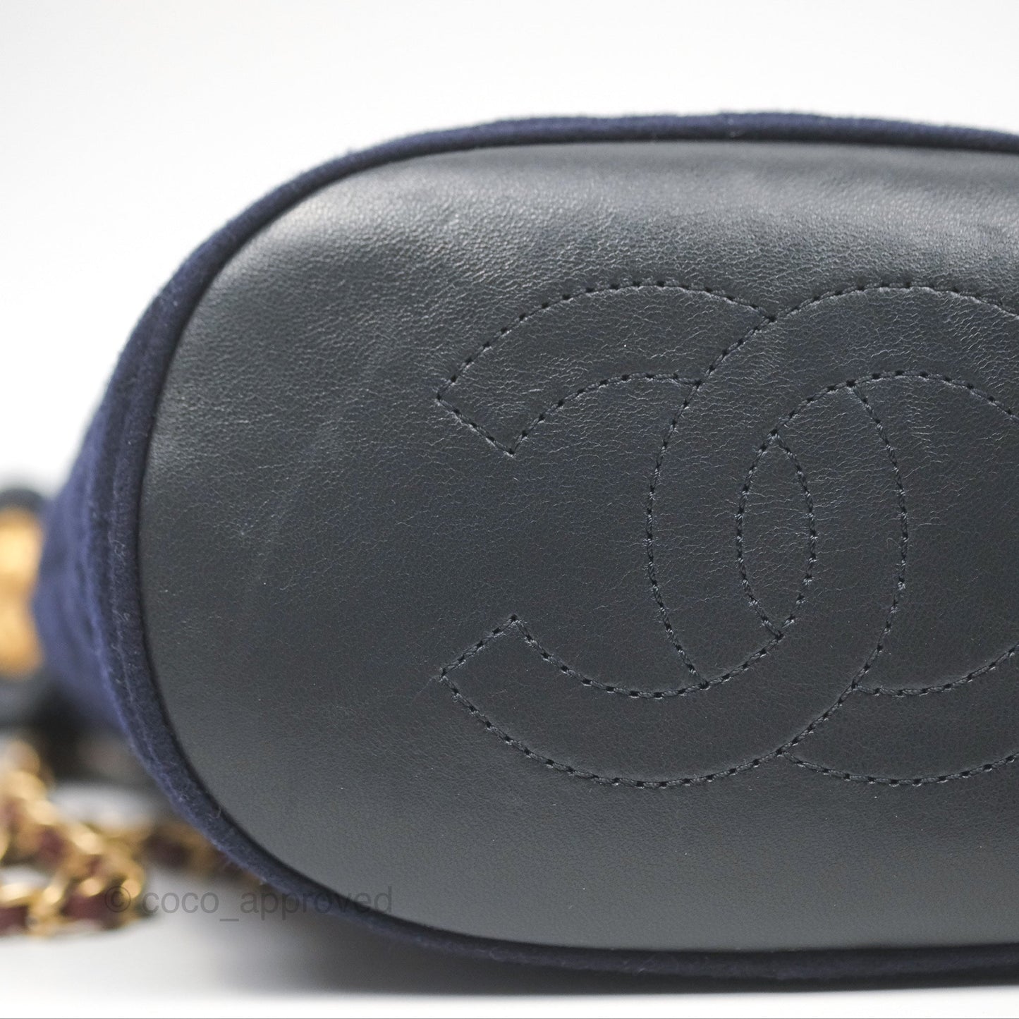 Chanel Paris Hamburg Charms Bucket Bag Navy Wool Lambskin