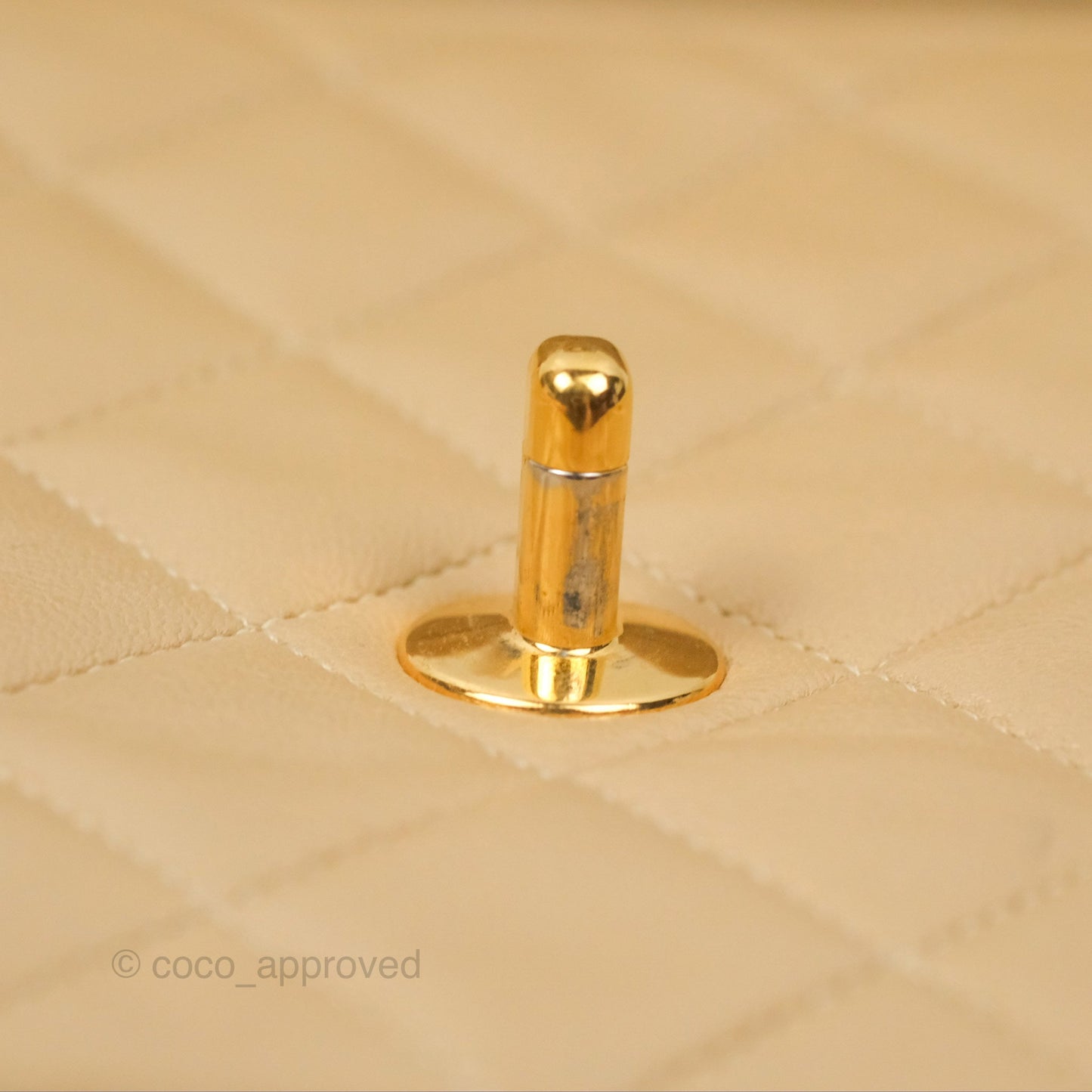 Chanel Vintage Square Flap Bag Beige Lambskin 24K Gold Hardware