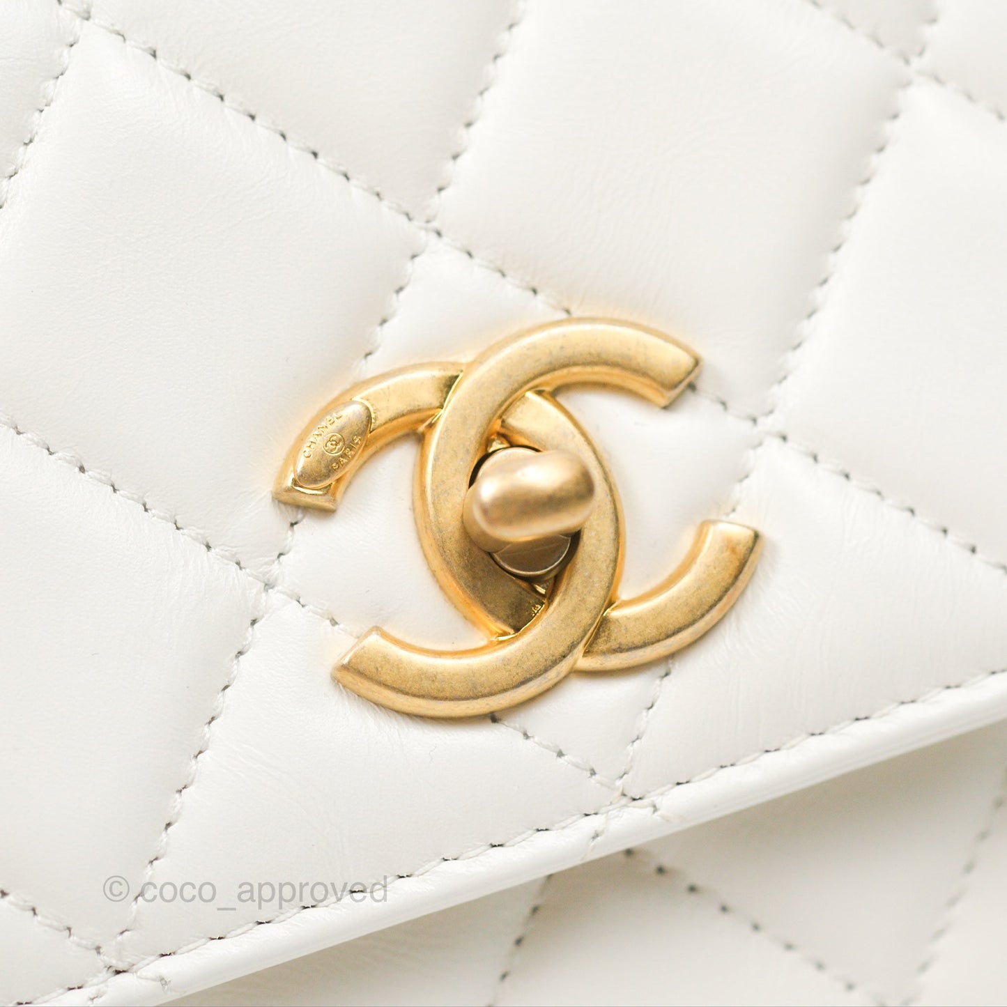 Chanel Rainbow Top Handle Flap Bag White Glazed Lambskin 23P