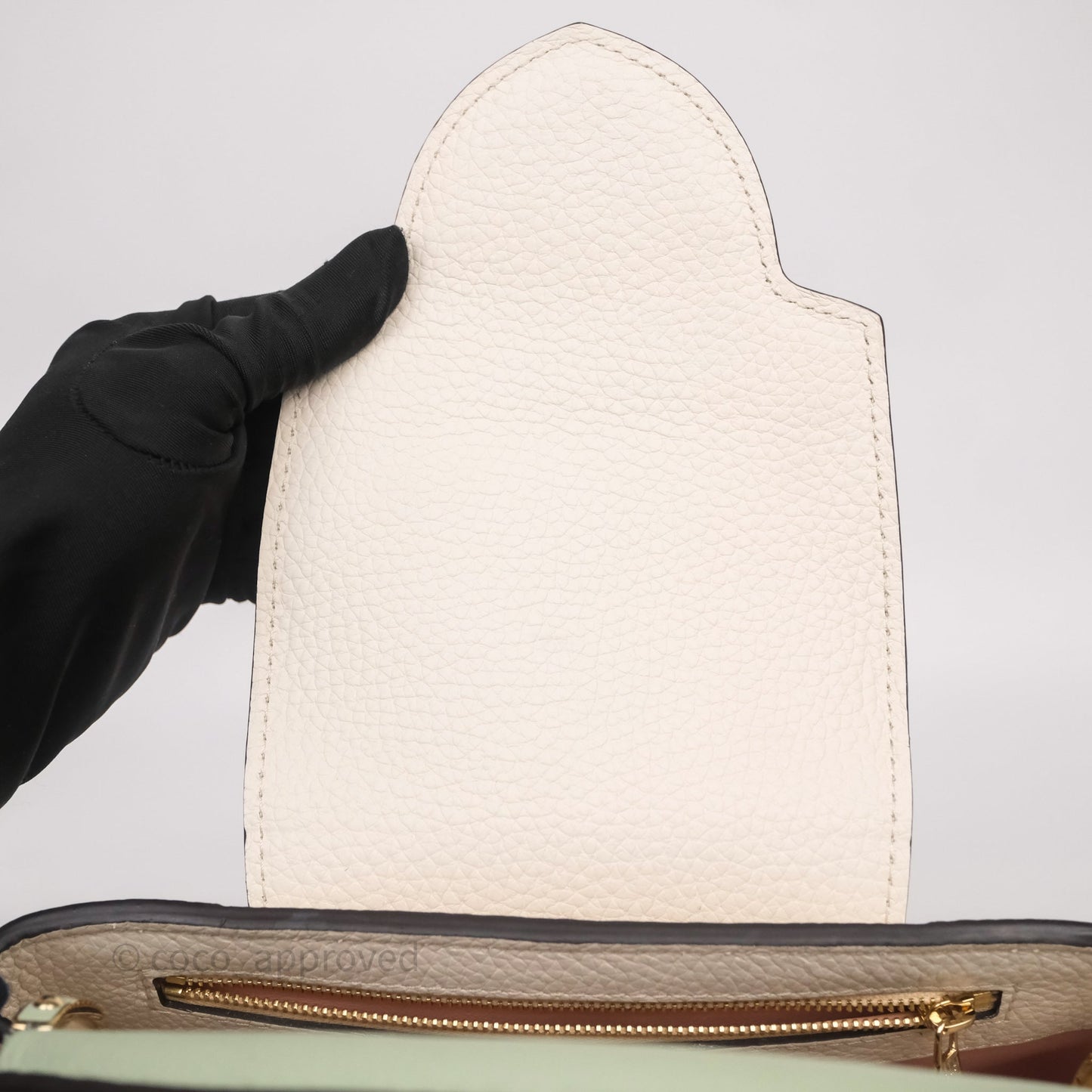 Louis Vuitton Capucines BB Creme Rose Jade Taurillon Leather Gold Hardware