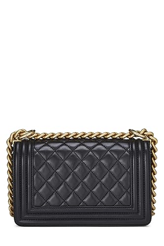 Chanel,  Black Quilted Lambskin Boy Bag Small, Black