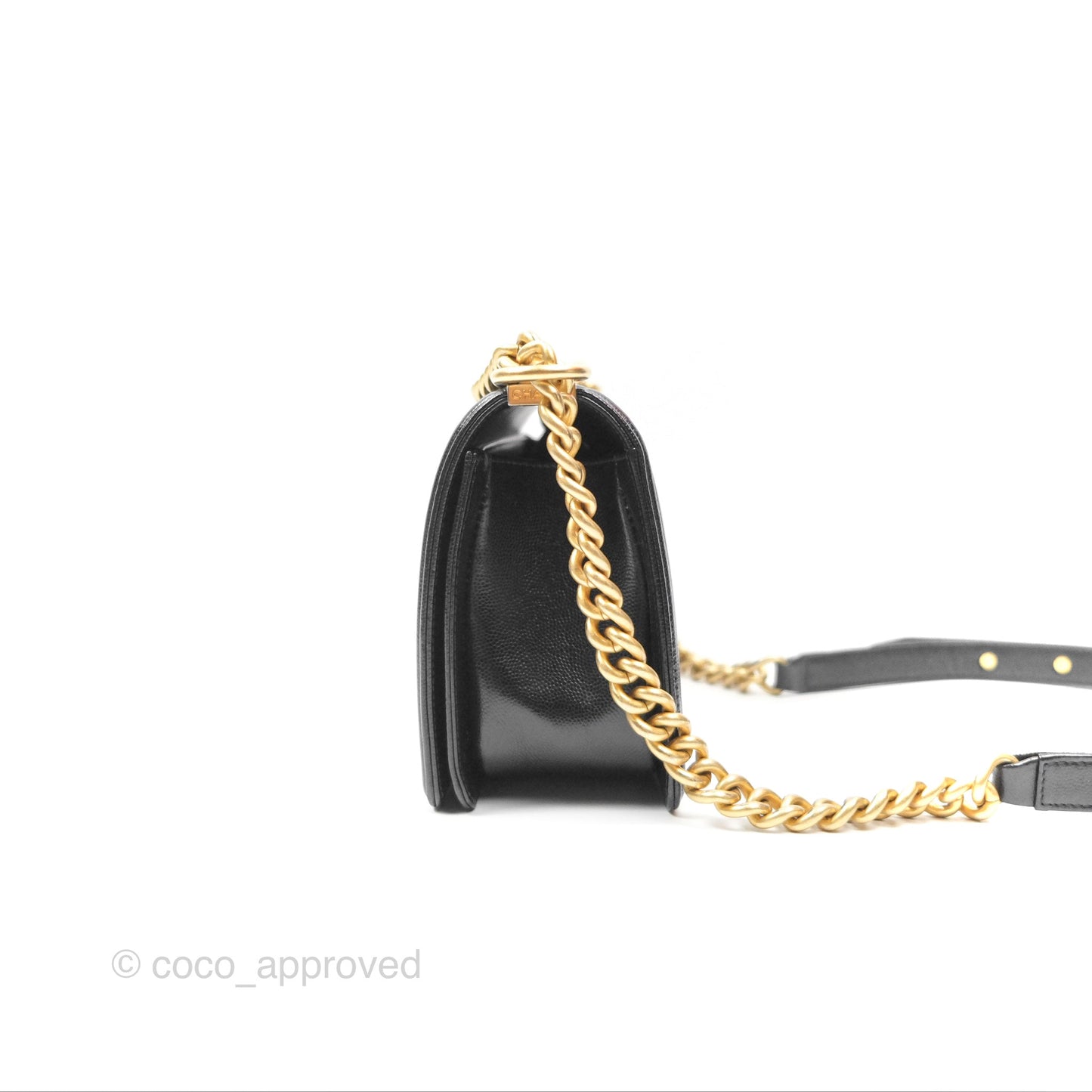 Chanel Quilted Medium Boy Black Caviar Aged Gold Hardware