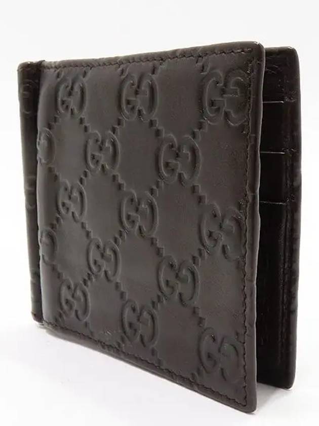 Luxury Gucci Trending 2025 170580 GG Logo Cima Brown Leather Money Clip Bicycle Wallet