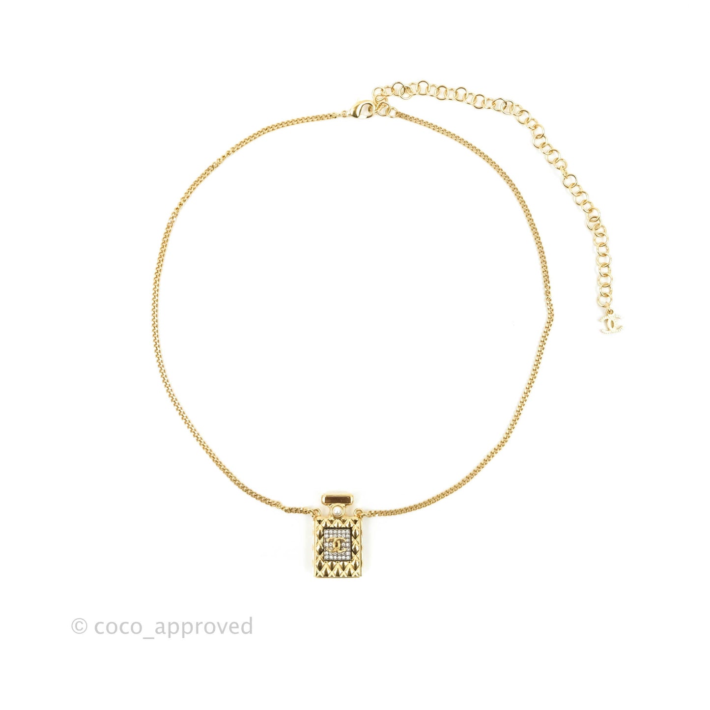 Chanel CC Perfume Bottle Rhinestone Necklace 21V