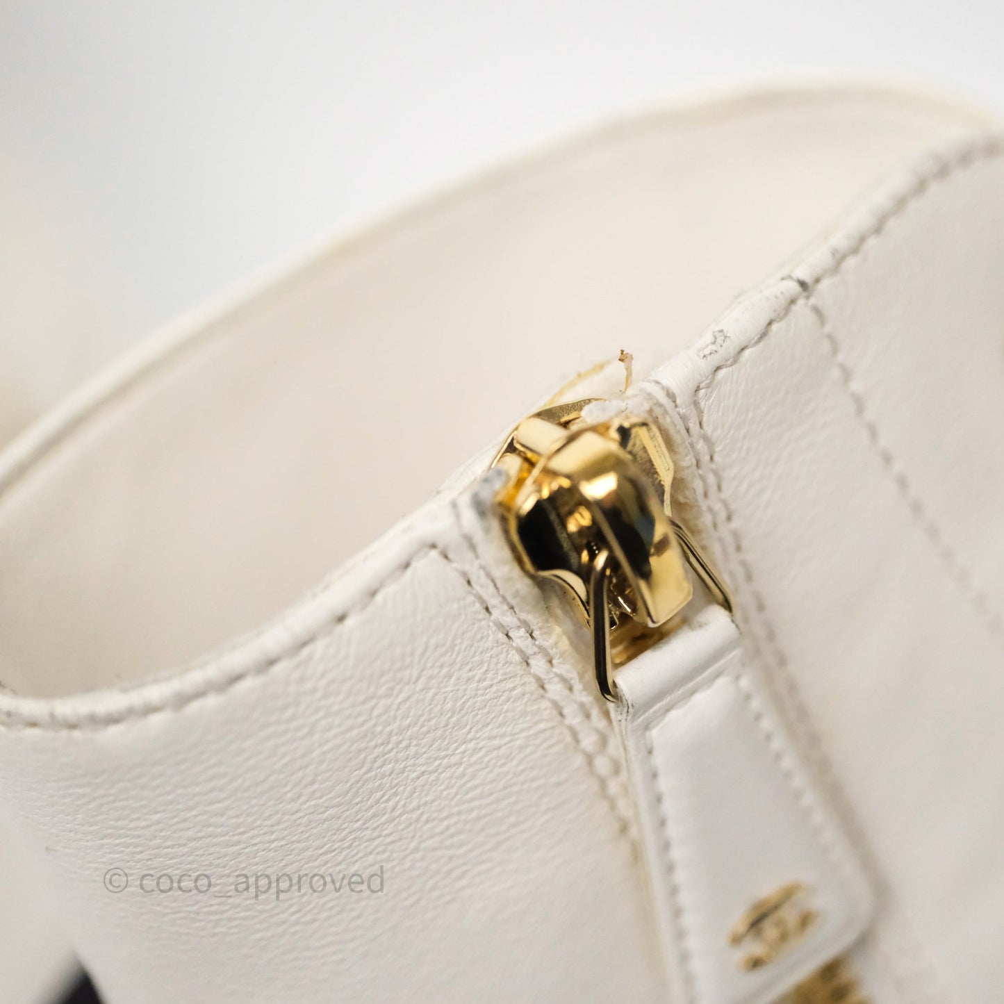 Chanel Logo Wedge Combat Boots White Size 38.5
