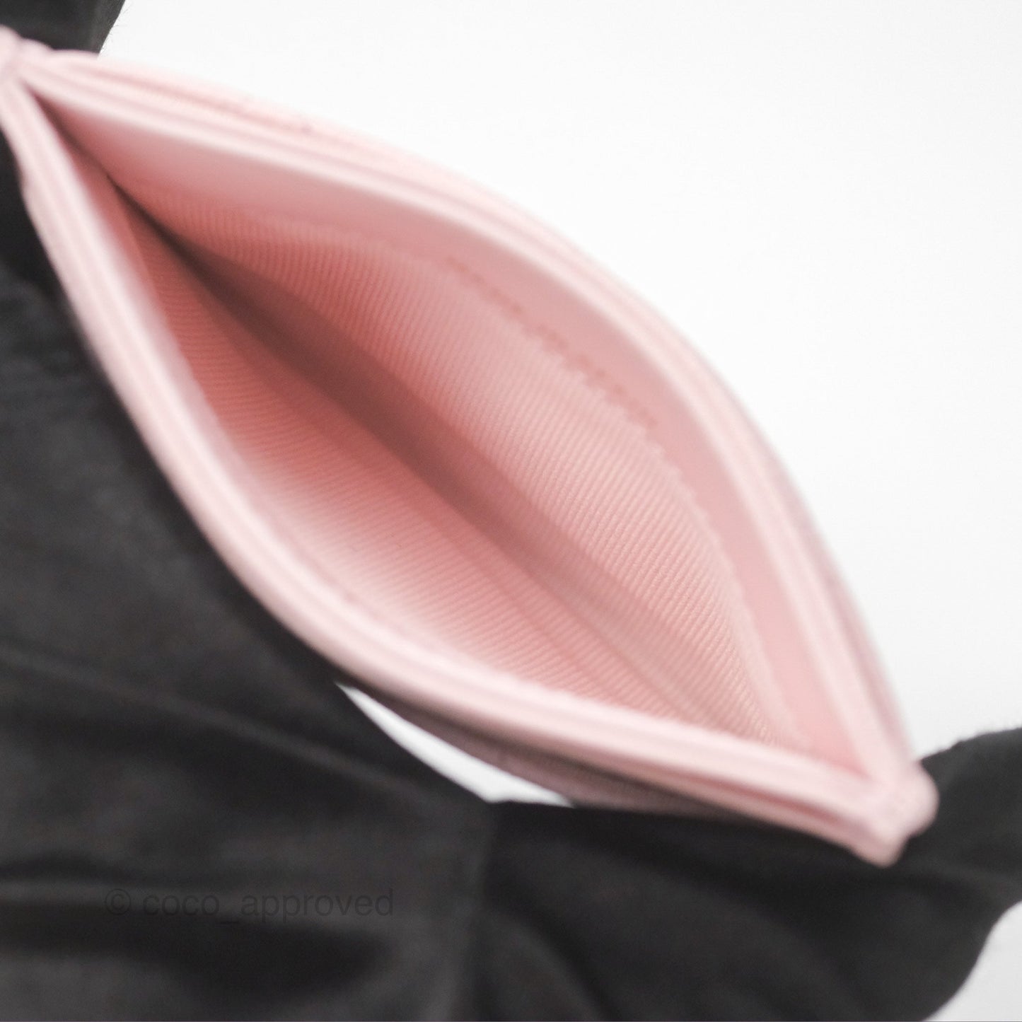 Chanel Quilted Flat Card Holder Light Pink Caviar