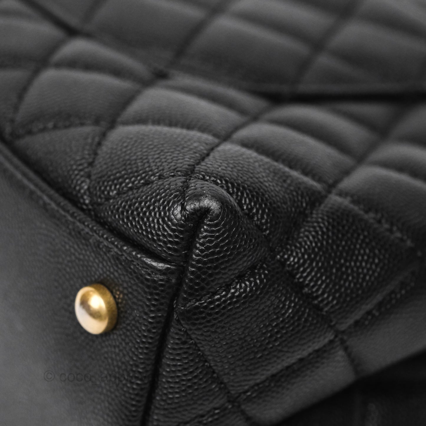Chanel Medium Coco Handle Quilted Black Caviar Aged Gold Hardware