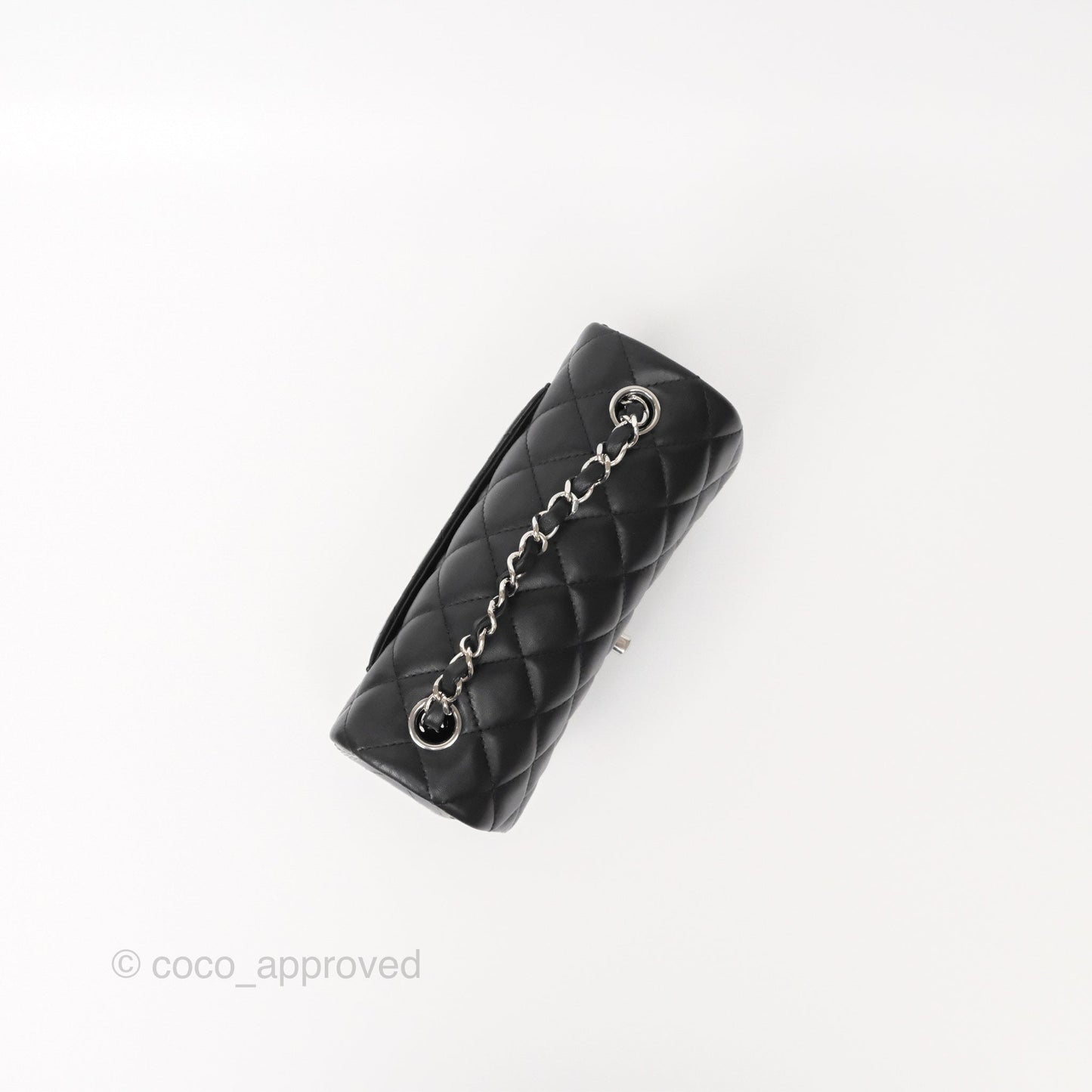 Chanel Quilted Mini Rectangular Flap Black Lambskin Silver Hardware