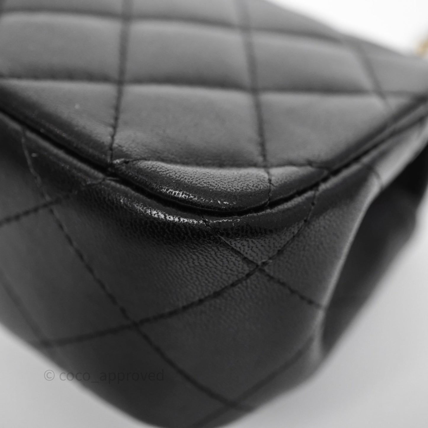 Chanel Quilted Extra Mini Rectangular Flap Black Lambskin Aged Gold Hardware