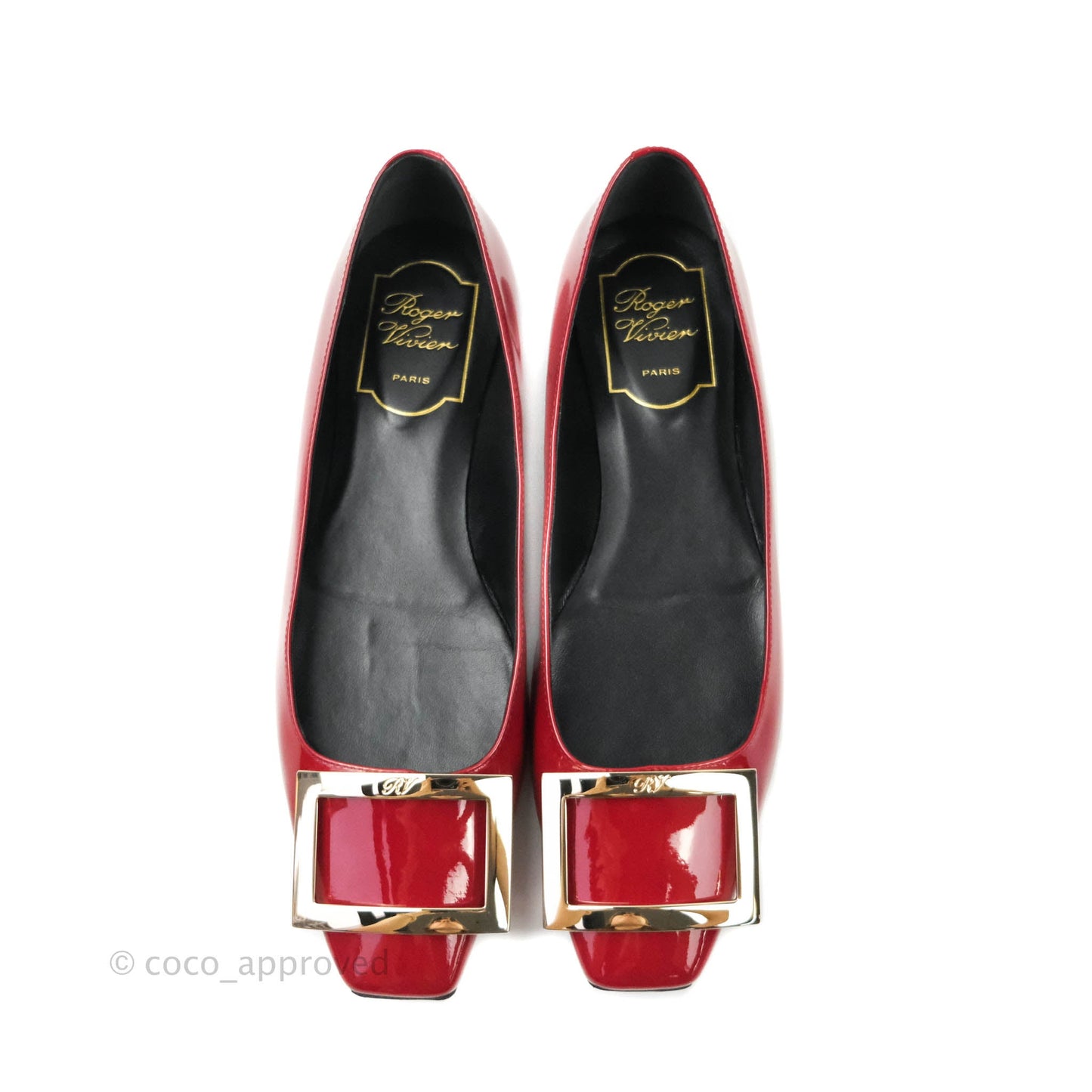 Roger Vivier Ballerina Patent Ballet Flats In Red Gold Hardware