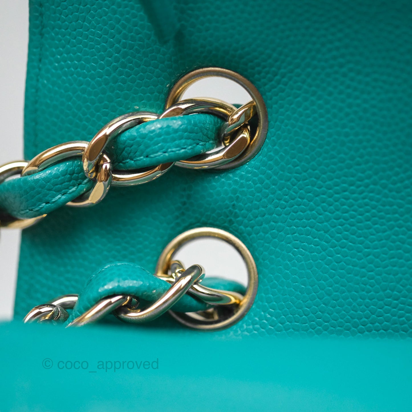 Chanel Jumbo Double Flap Turquoise Caviar Gold Hardware⁣⁣