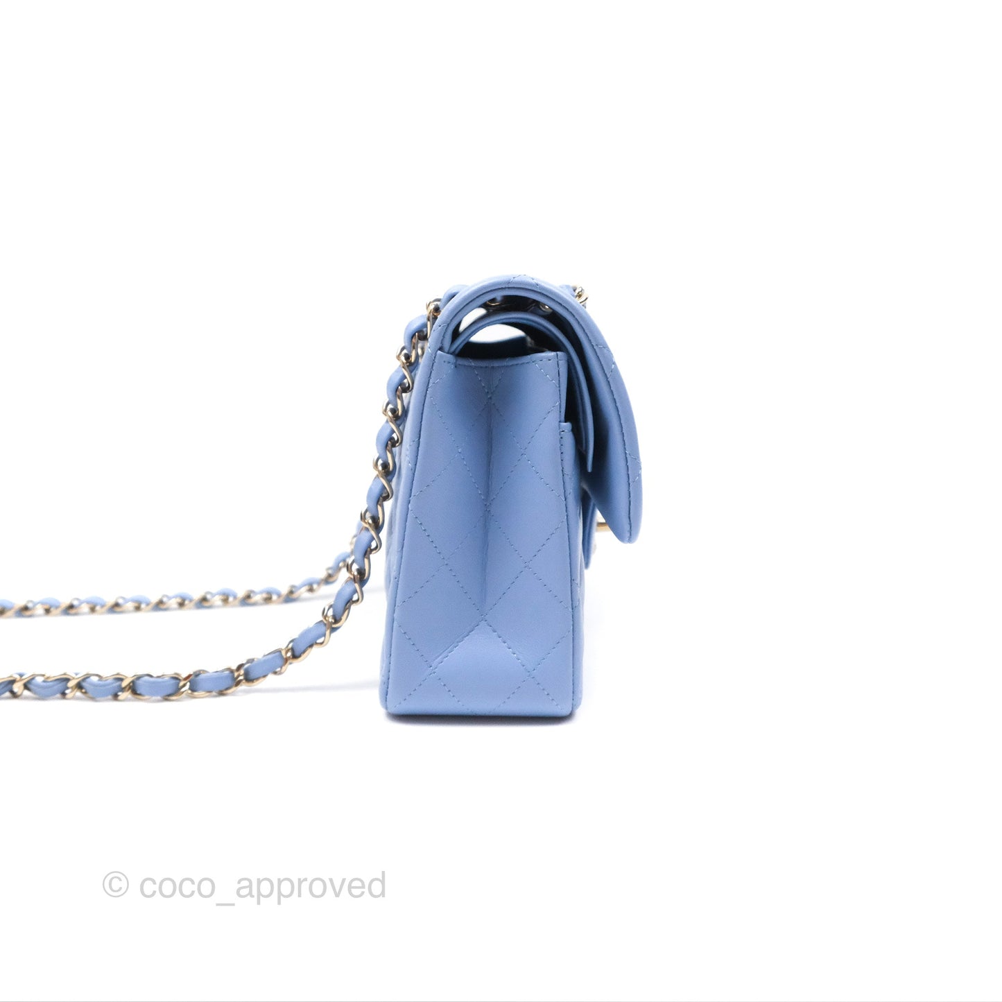 Chanel Small Classic Quilted Flap Sky Blue Lambskin Gold Hardware