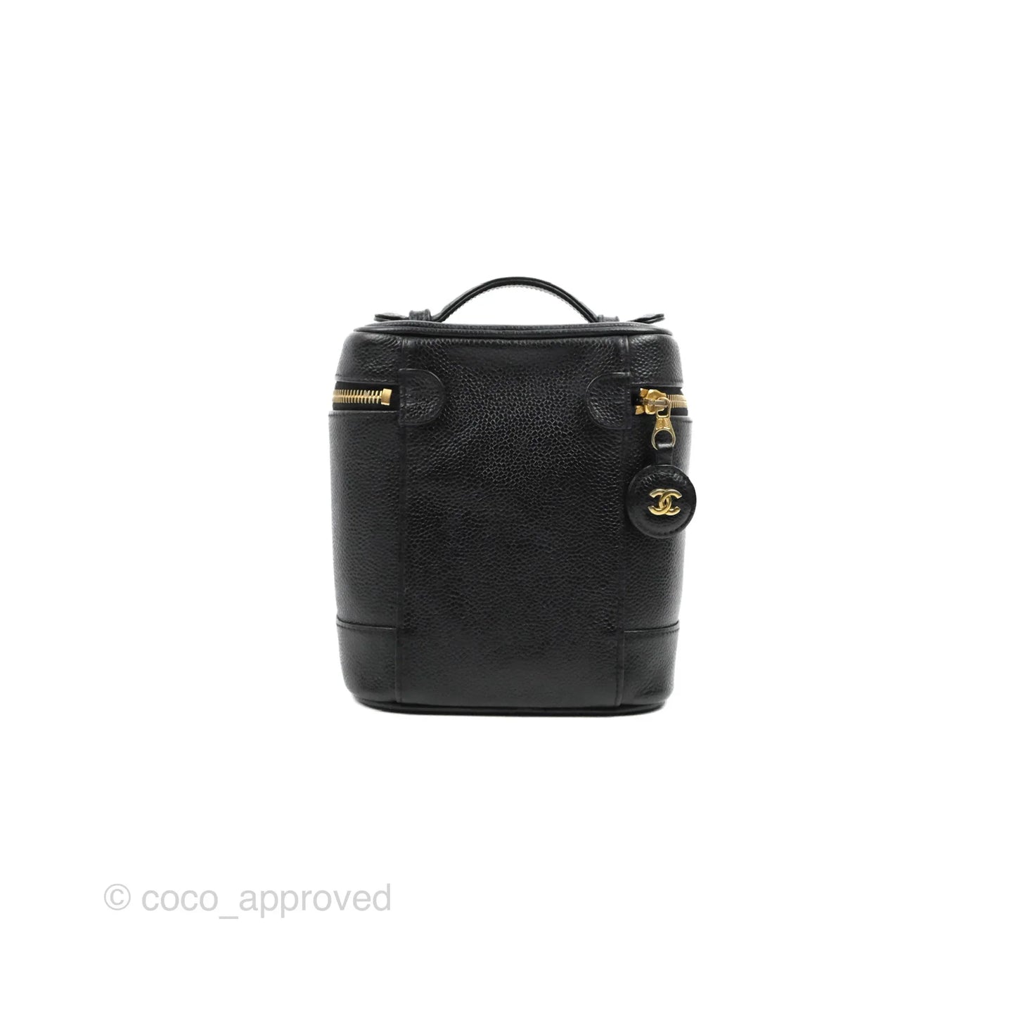 Chanel Vintage Vanity Case Black Caviar Gold Hardware