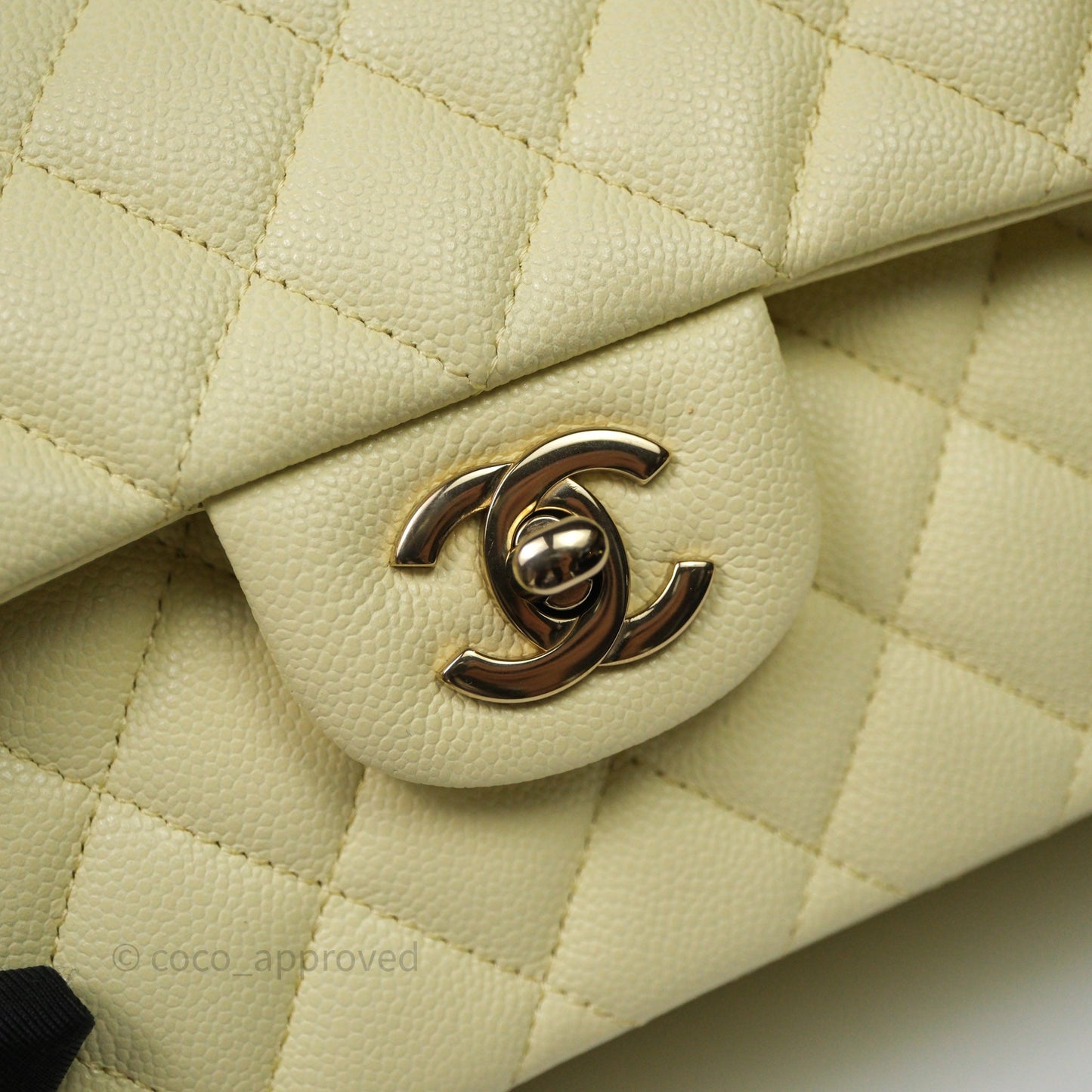 Chanel Small Classic Quilted Flap Yellow Caviar Gold Hardware