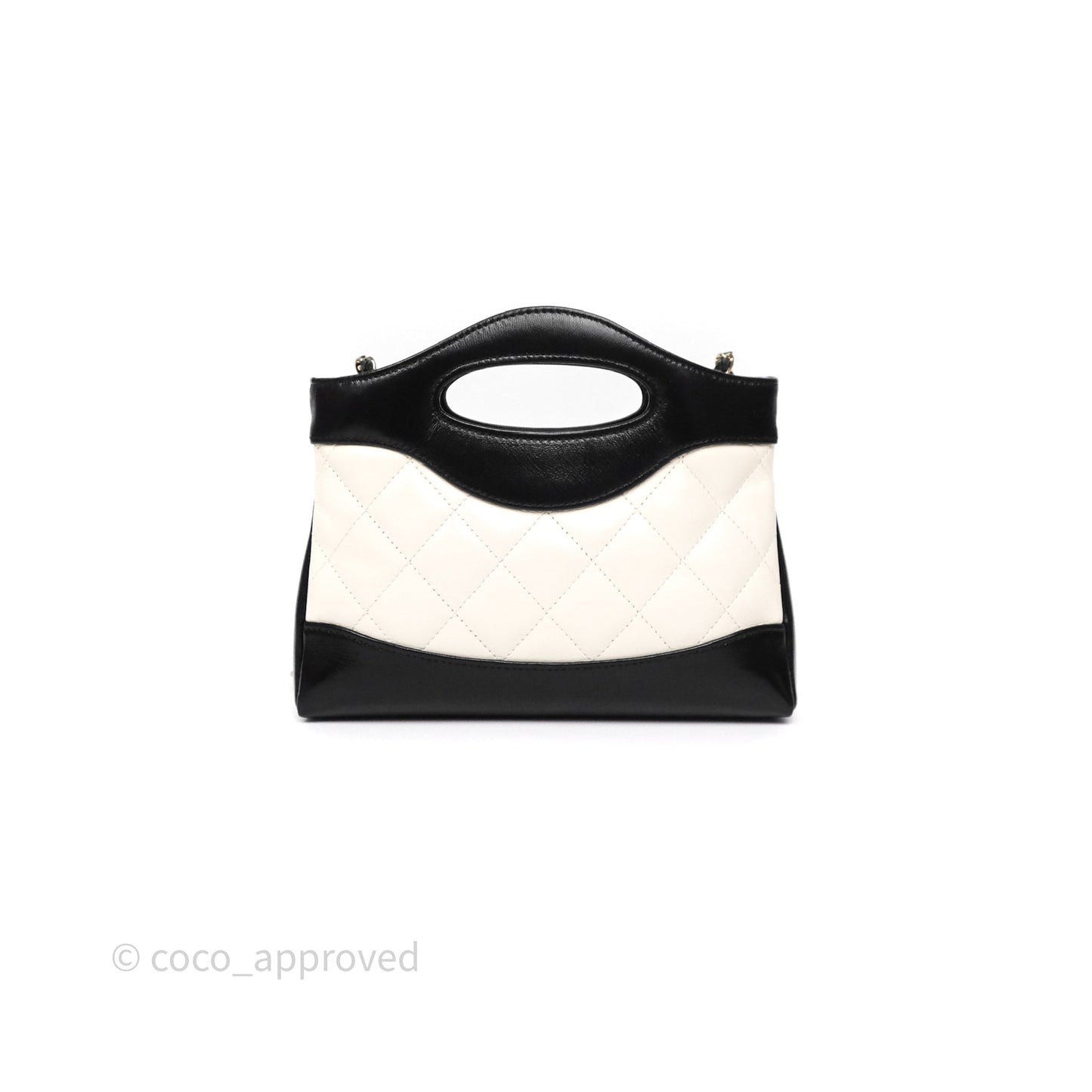 Chanel Nano 31 White/ Black Shiny Lambskin Gold Hardware