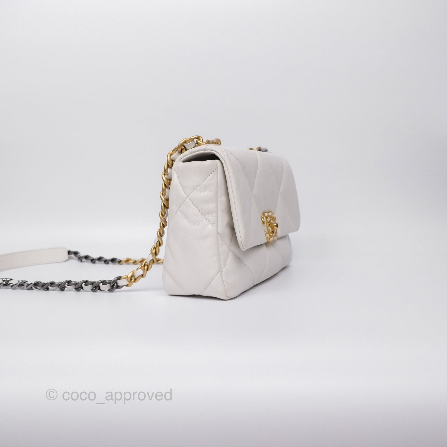 Chanel 19 Small White Mixed Hardware