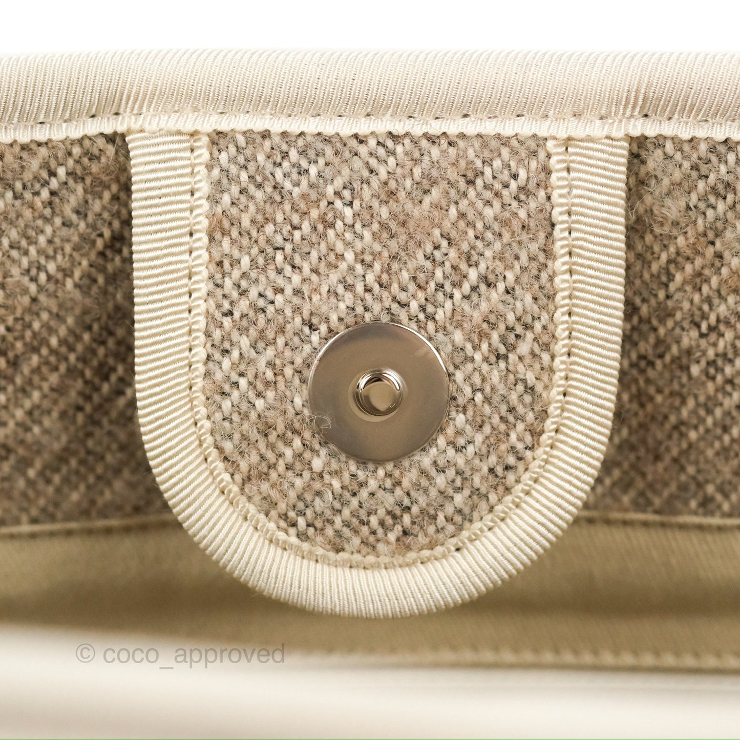 Chanel Medium Deauville Tote Taupe Mixed Fibres Silver Hardware