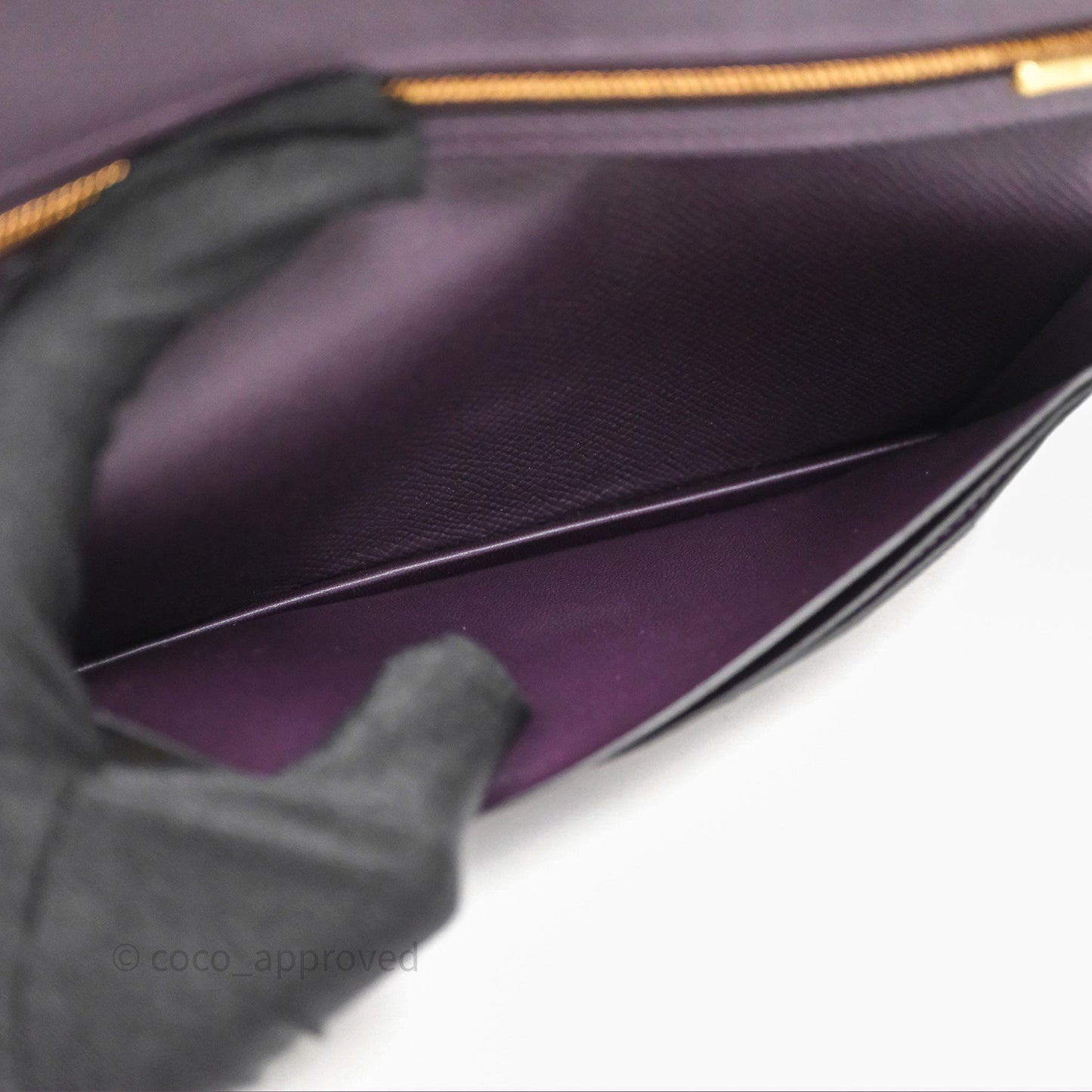Hermès Bearn Soufflet Wallet Raisin 59 Epsom Gold Hardware