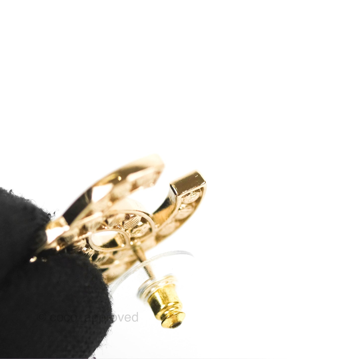 Chanel CC Crystal Earrings Gold Tone 23S