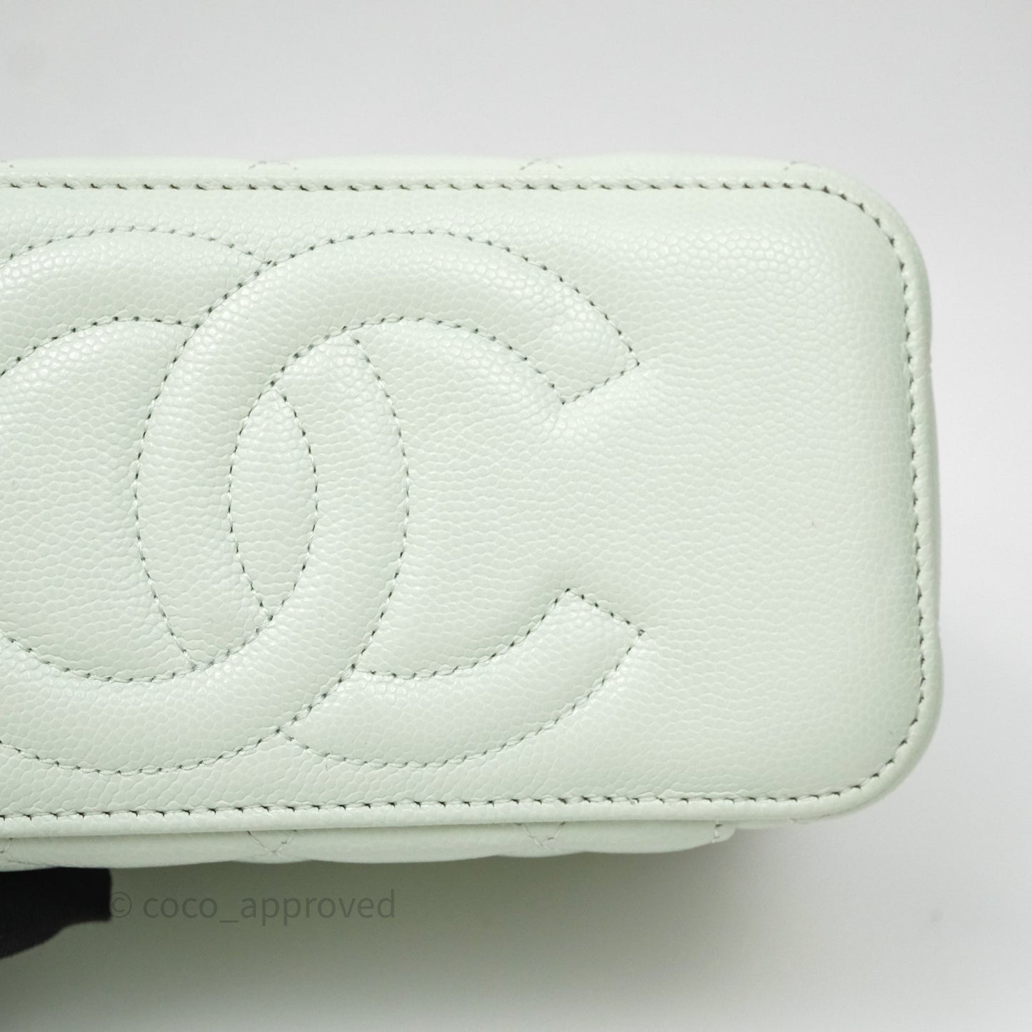 Chanel Vanity Rectangular Top Handle Mint Green Caviar Gold Hardware