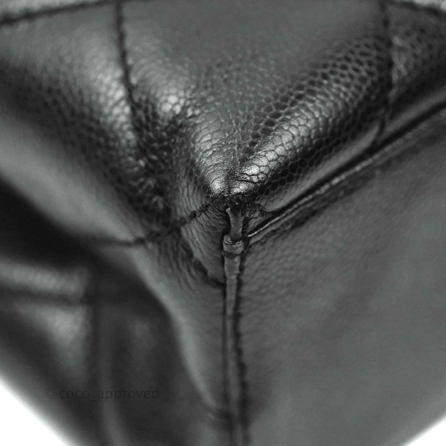 Chanel Quilted Black Caviar Tote Silver Hardware
