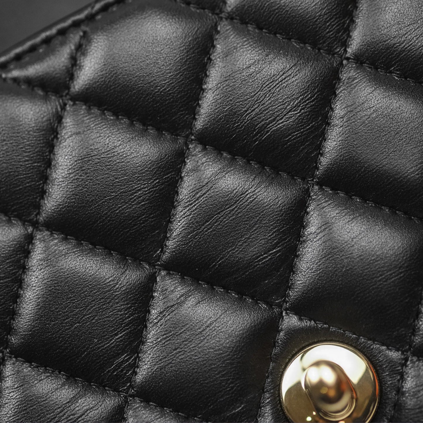 Chanel Mini Square Flap Quilted Black Lambskin Gold Hardware