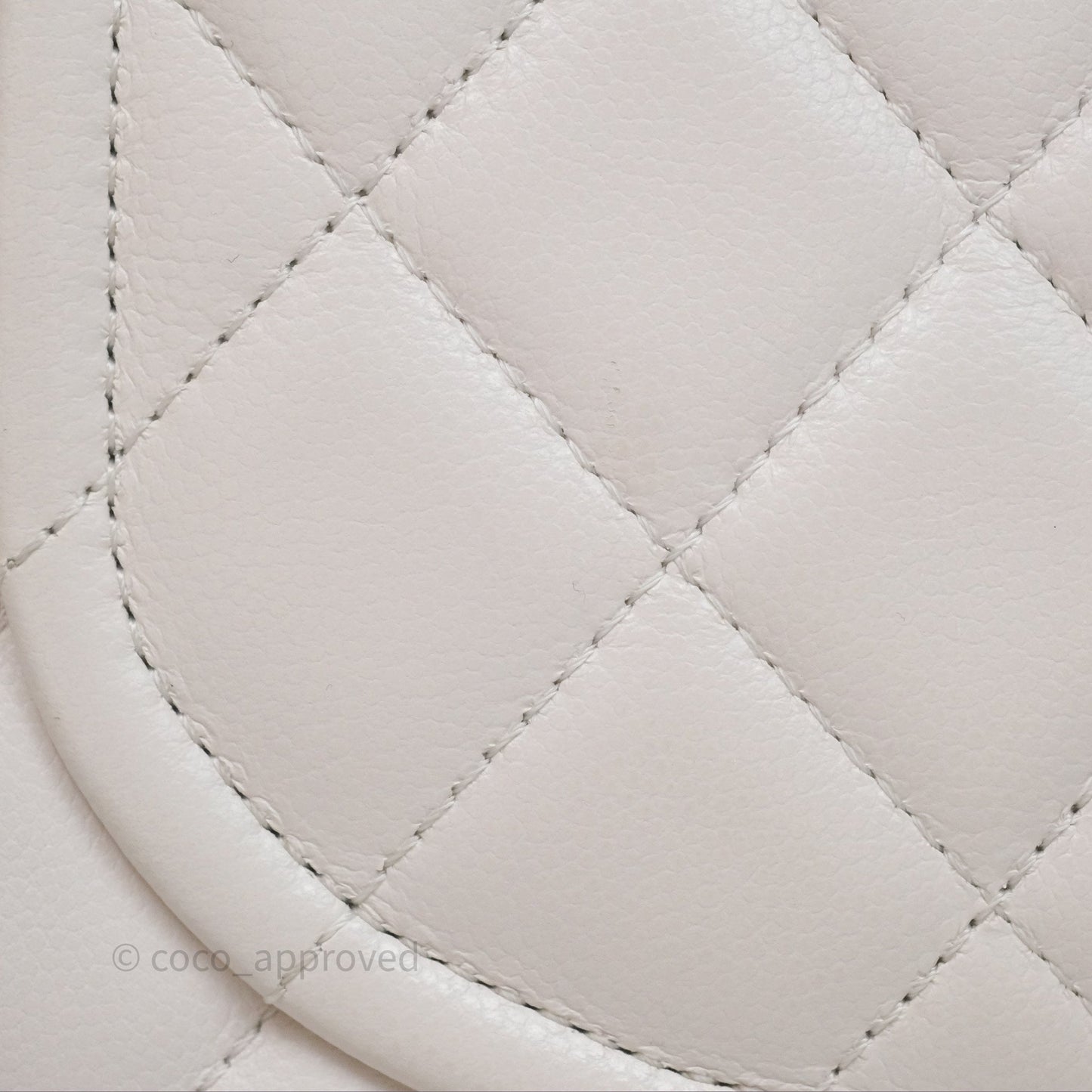Chanel Large Quilted Sweet Classic Flap White Caviar Aged Gold Hardware