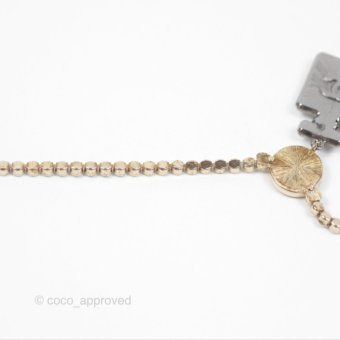 Chanel No5 Perfume Bottle Crystal Chain Choker Necklace Gold Tone 21S