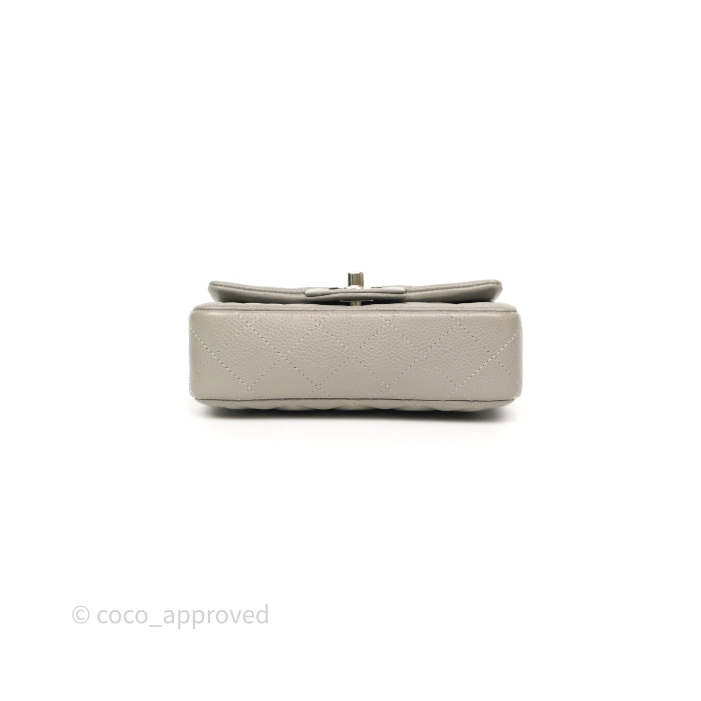 Chanel Extra Mini Rectangular Flap Quilted Light Grey Caviar Silver Hardware