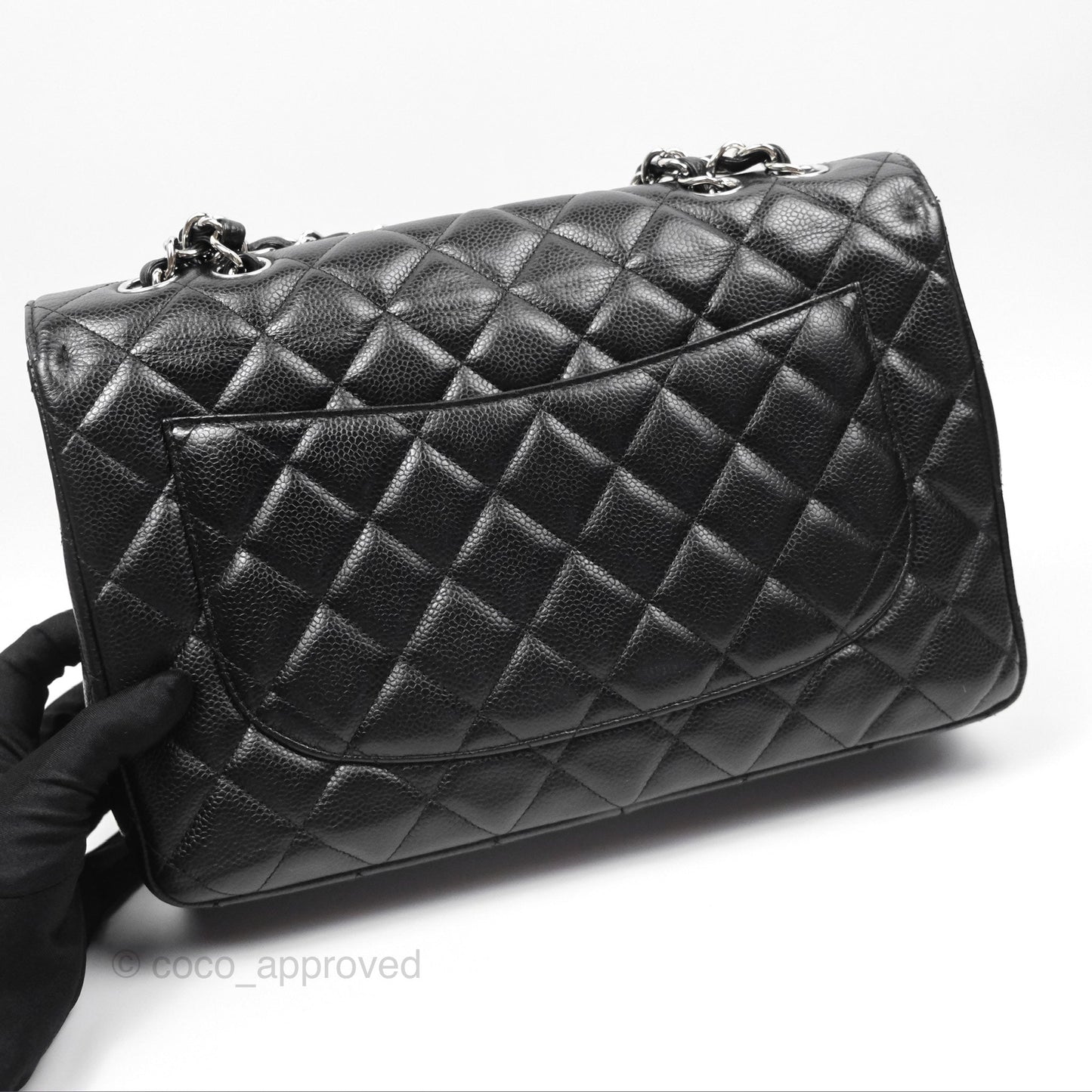 Chanel Jumbo Single Flap Black Caviar Silver Hardware⁣⁣