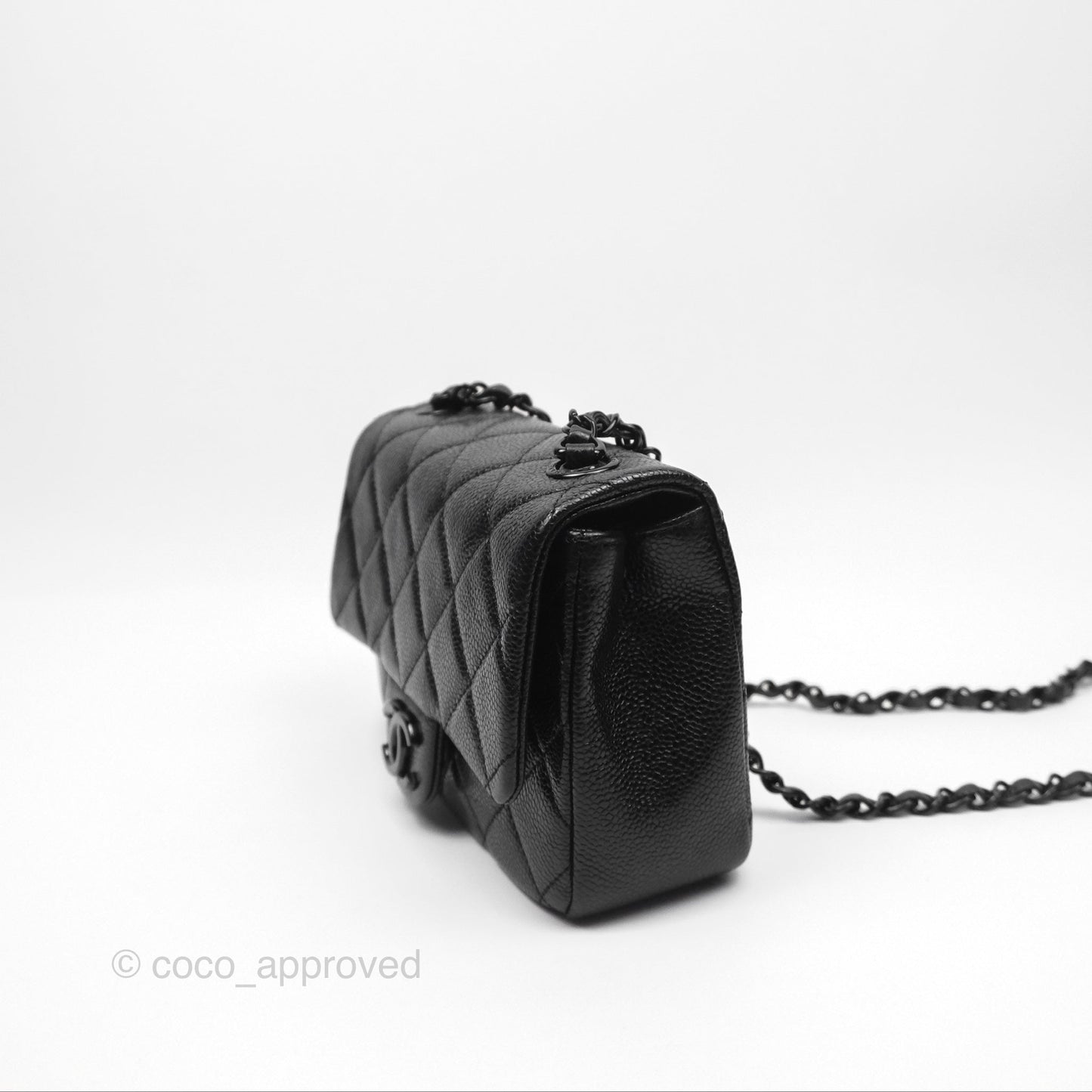 Chanel Quilted Mini Square Flap Bag So Black Caviar Incognito