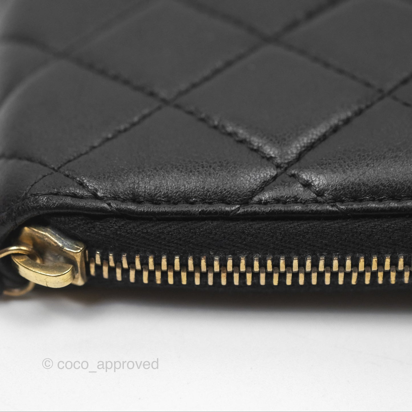 Chanel Zip Around Organiser Wallet Black Lambskin Gold Hardware