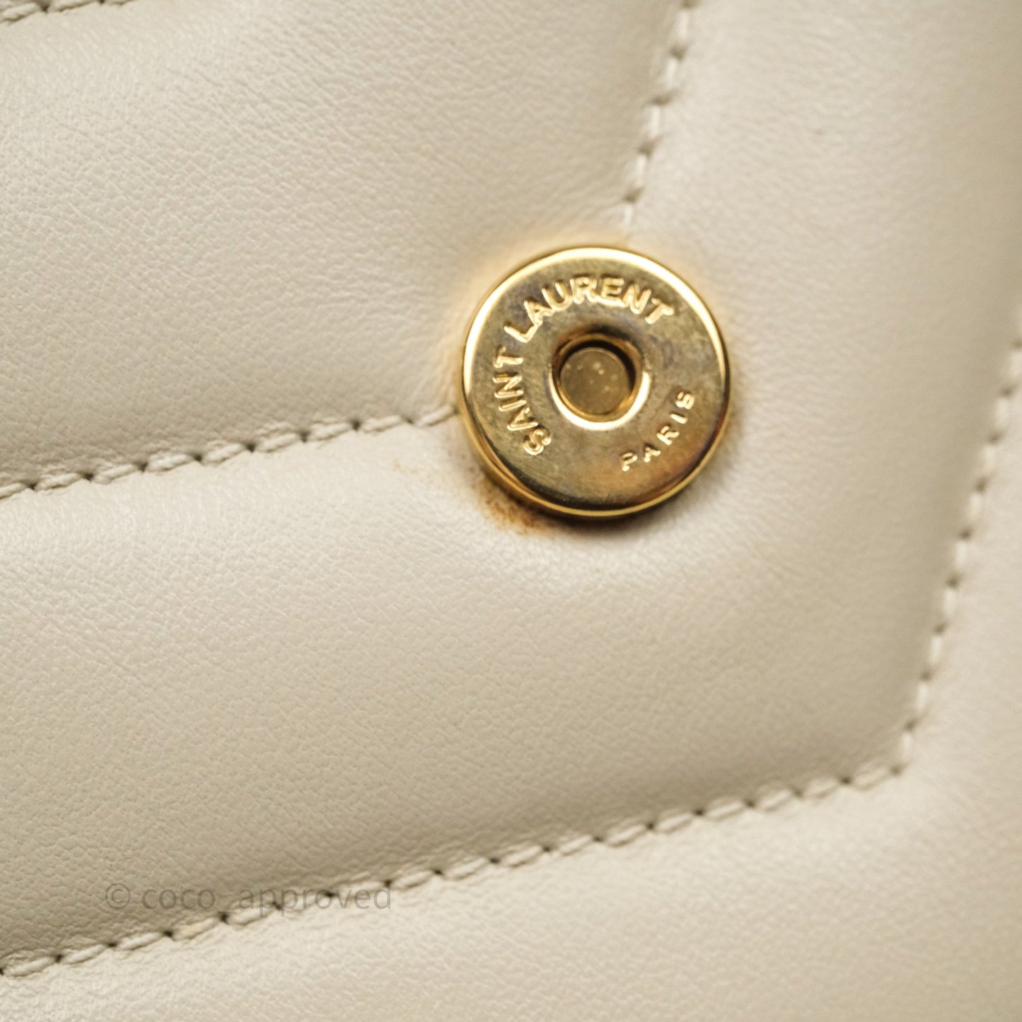 Saint Laurent Small Loulou Flap Bag Beige Calfskin Gold Hardware