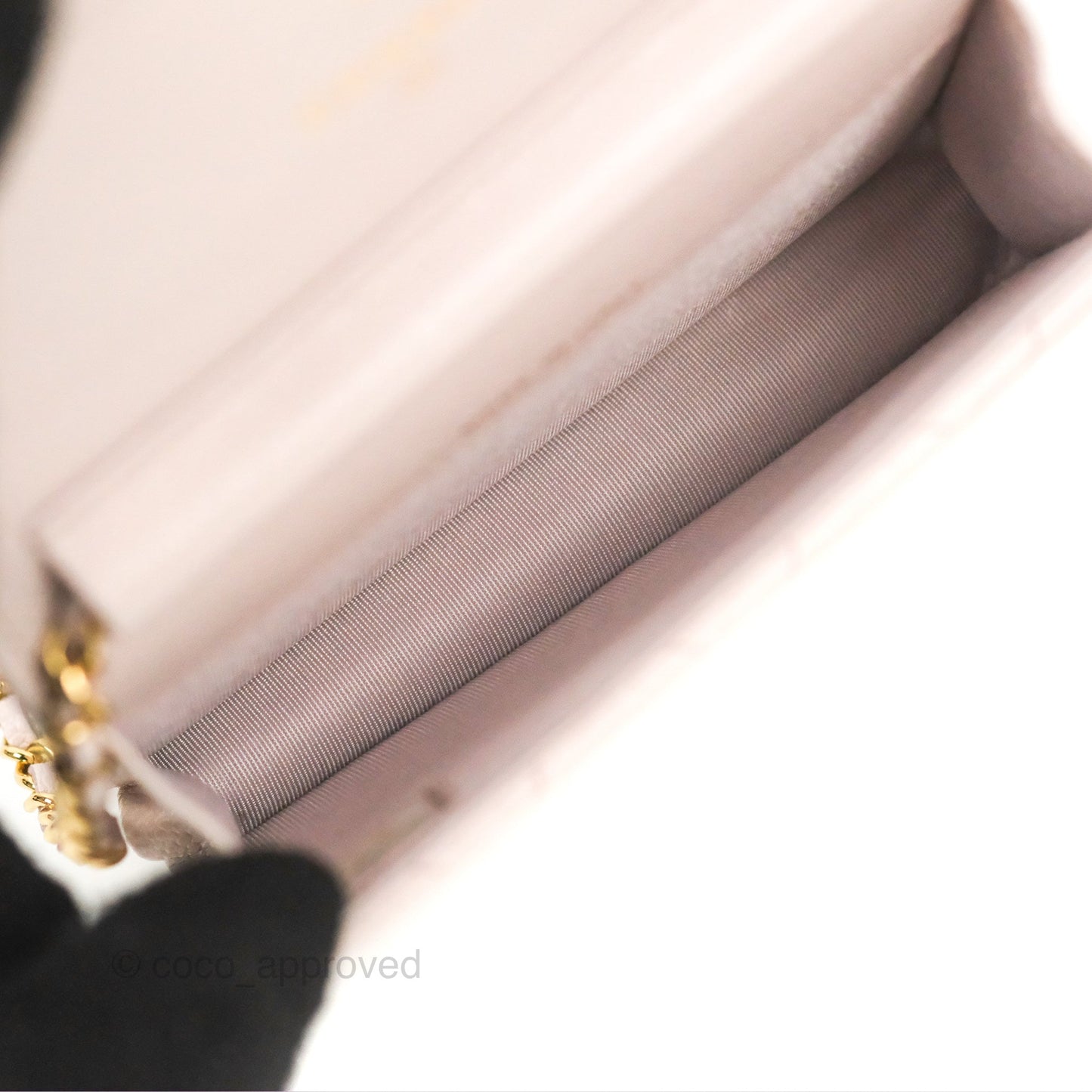 Chanel Miss Coco Clutch With Chain Quilted Lilac Pink Caviar Gold Hardware
