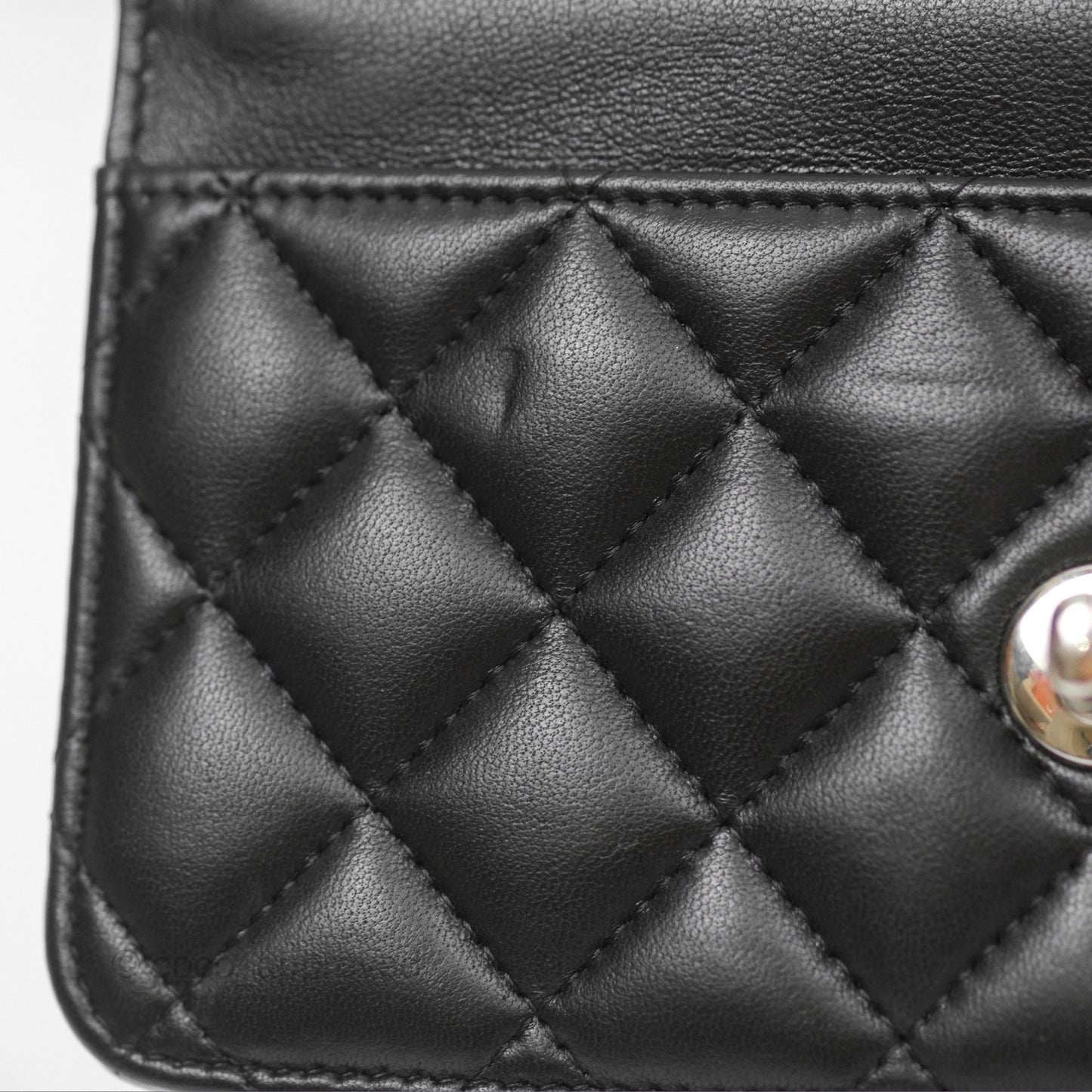 Chanel Gradient CC Wallet On Chain WOC Black Lambskin Silver Hardware 23K