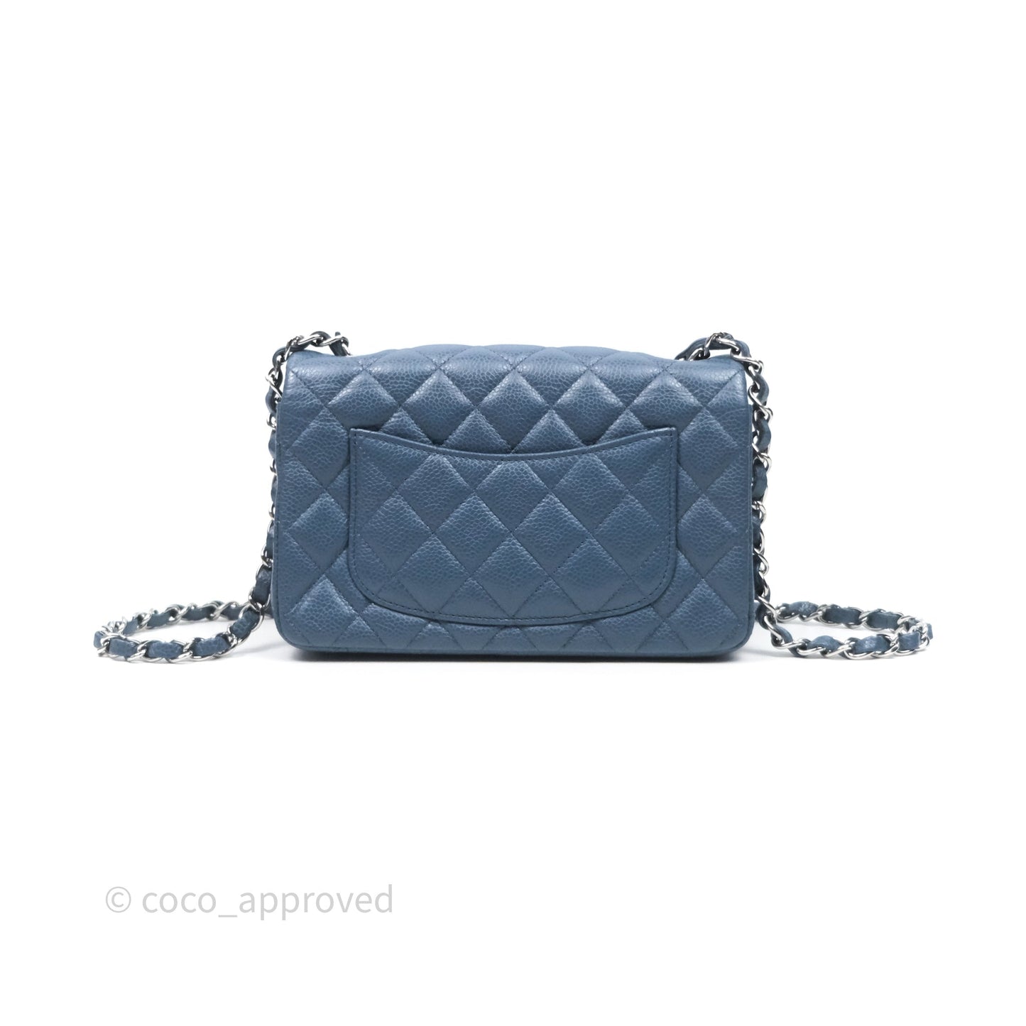Chanel Quilted Mini Rectangular Blue Caviar Silver Hardware