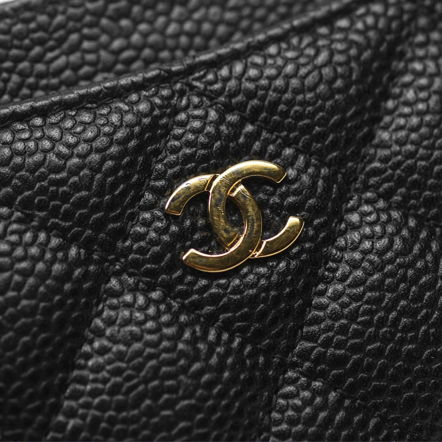 Chanel Classic Flat Card Holder Black Caviar Gold Hardware